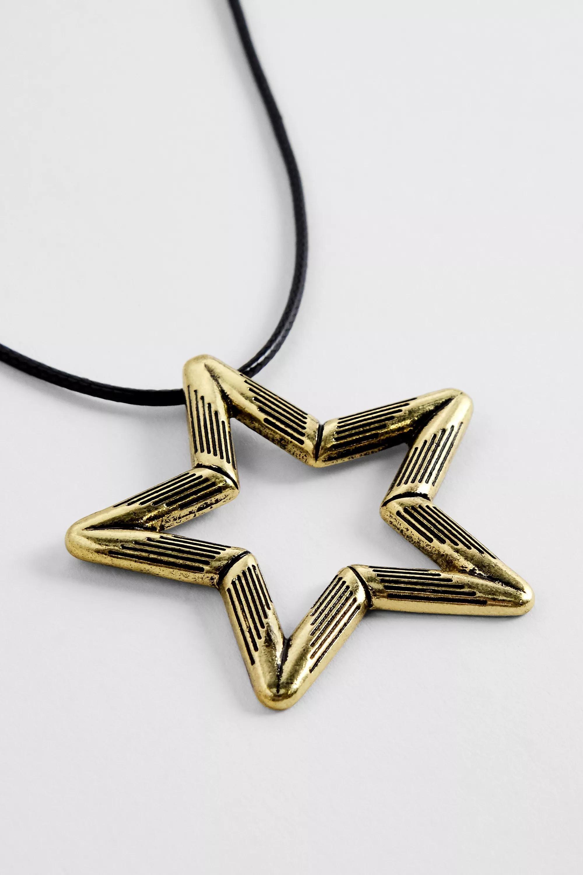 Gold Silence + Noise Bamboo Star Cord Necklace, GOLD, medium