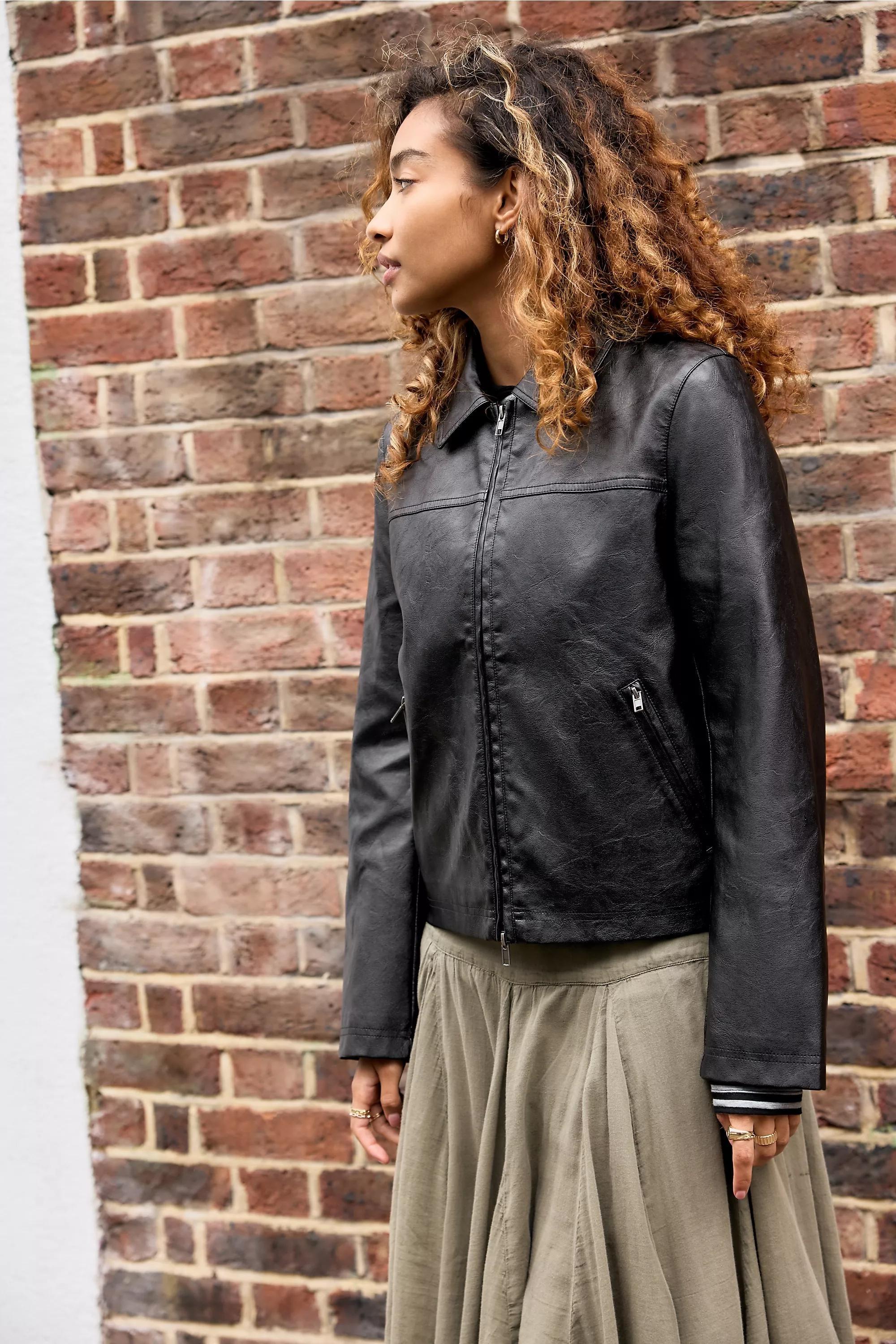 Black Silence + Noise Sally Fitted Faux Leather Jacket, BLK, large image number 3