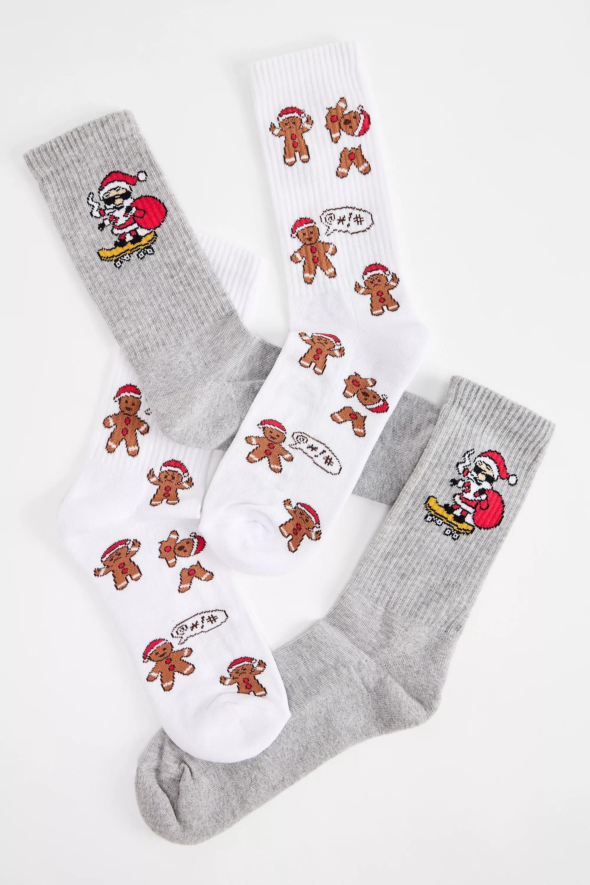 Multicolour Uo Angry Christmas Socks, Set Of 2, ASSORT, medium
