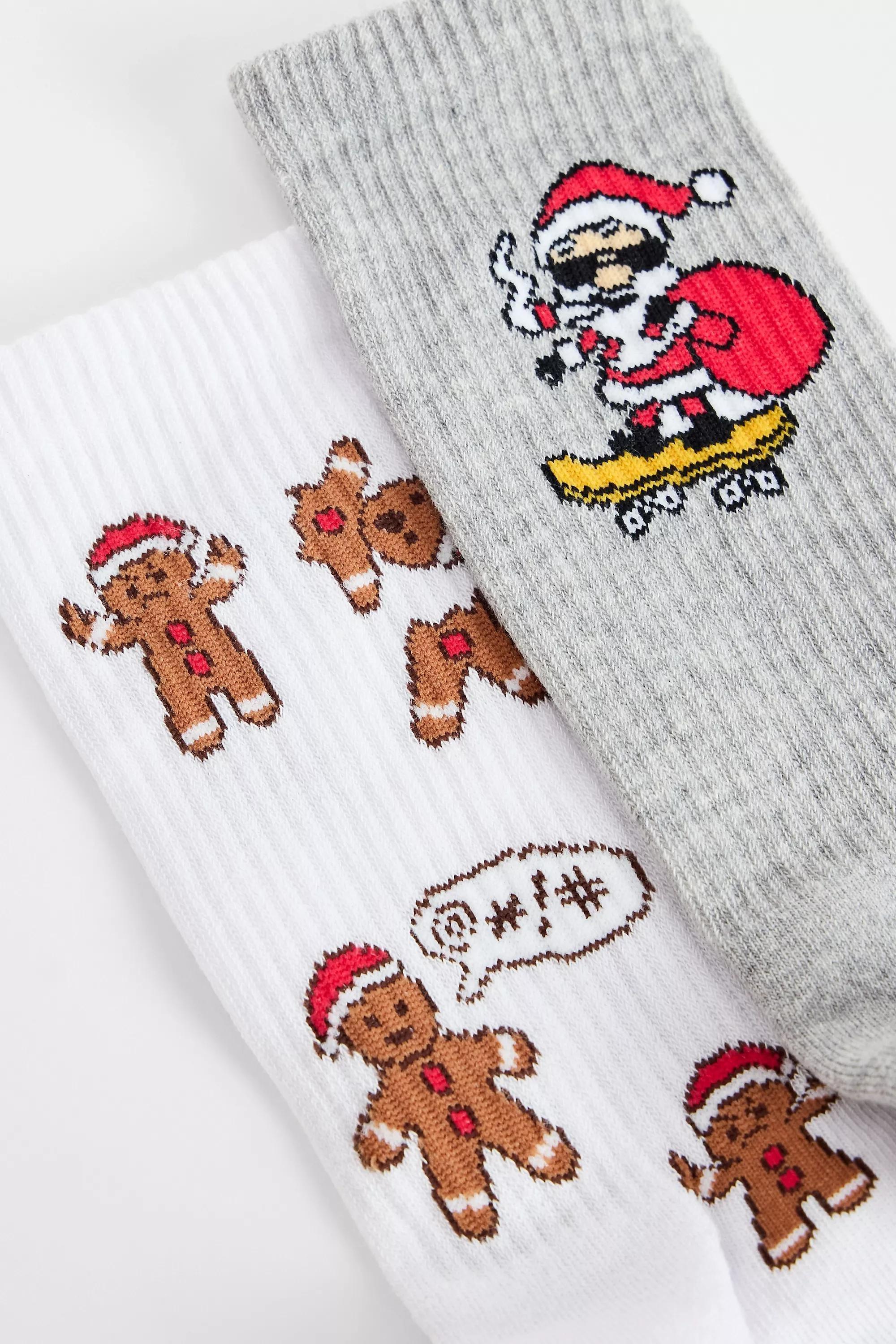 Multicolour Uo Angry Christmas Socks, Set Of 2, ASSORT, medium