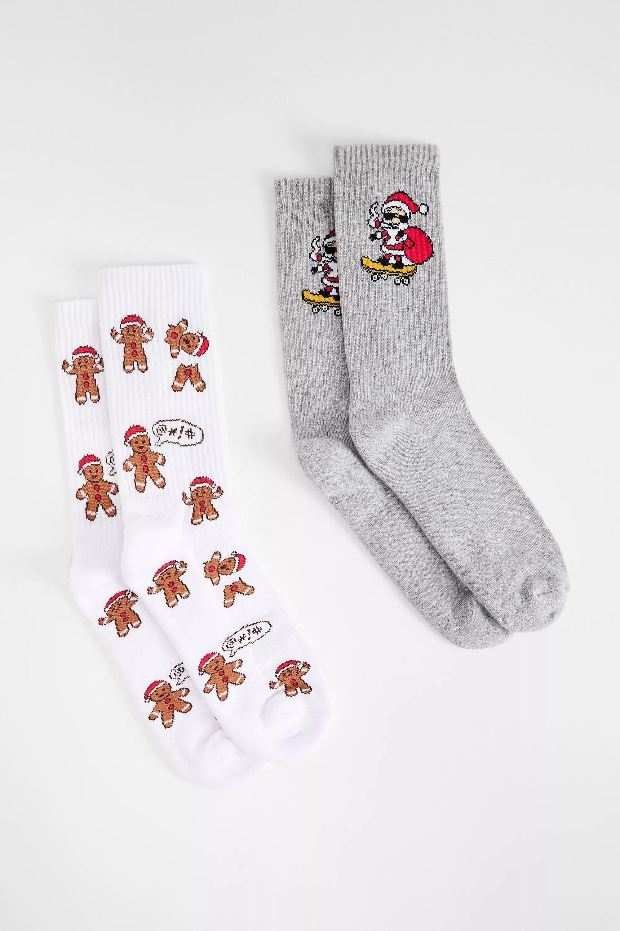Multicolour Uo Angry Christmas Socks, Set Of 2, ASSORT, medium