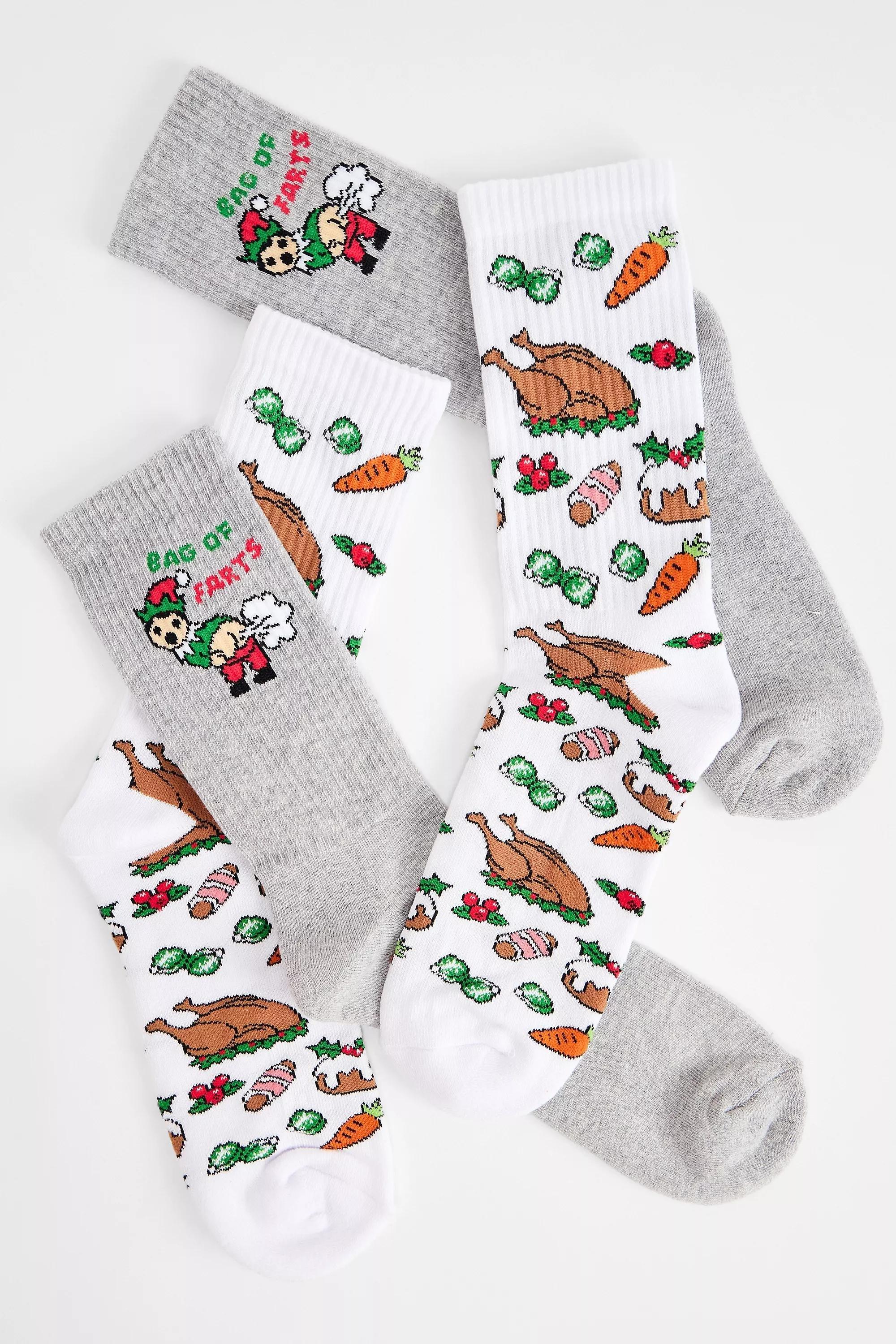 Multicolour Uo Christmas Dinner Socks, Set Of 2, ASSORT, large image number 0