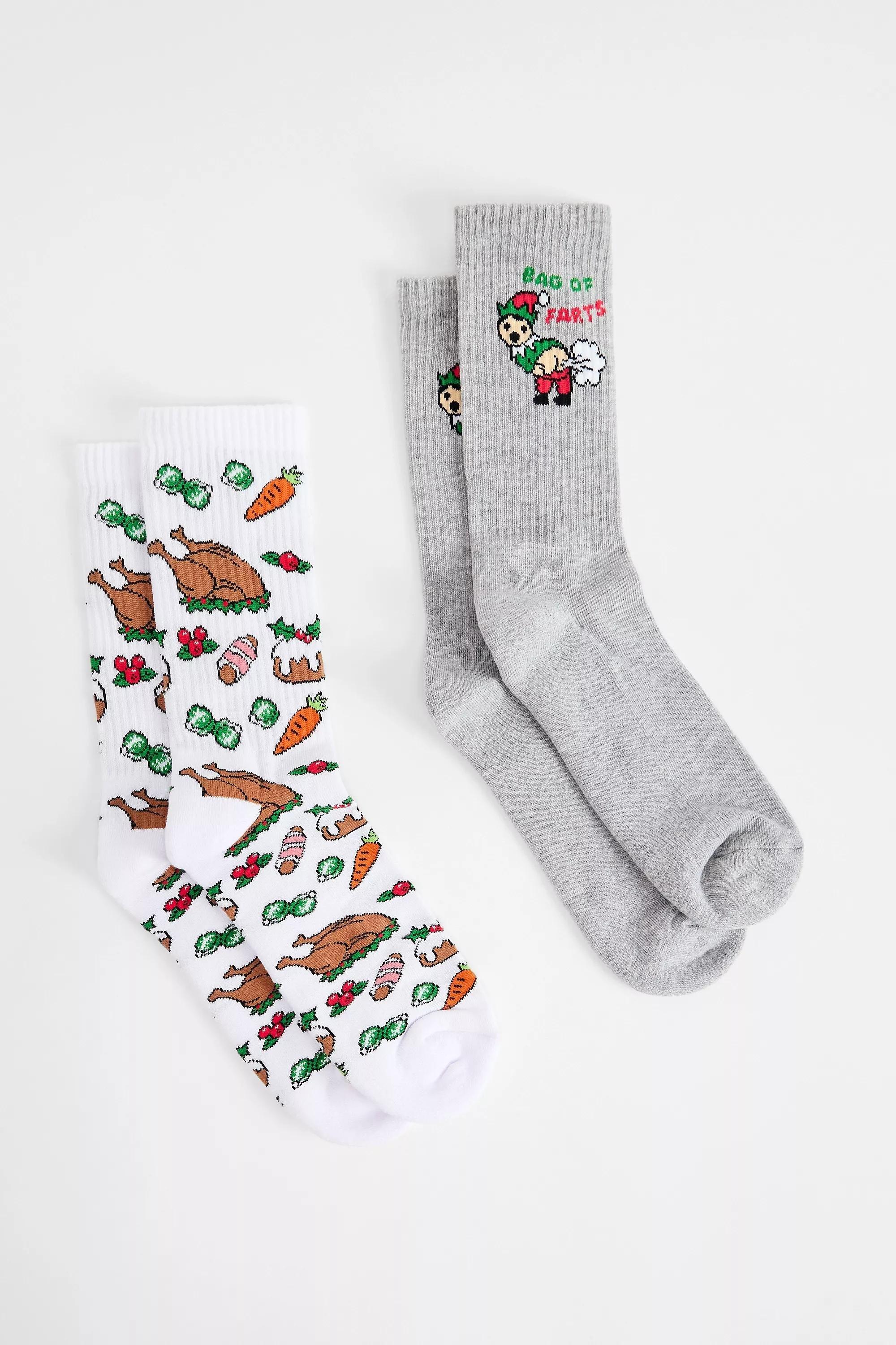 Multicolour Uo Christmas Dinner Socks, Set Of 2, ASSORT, large image number 2