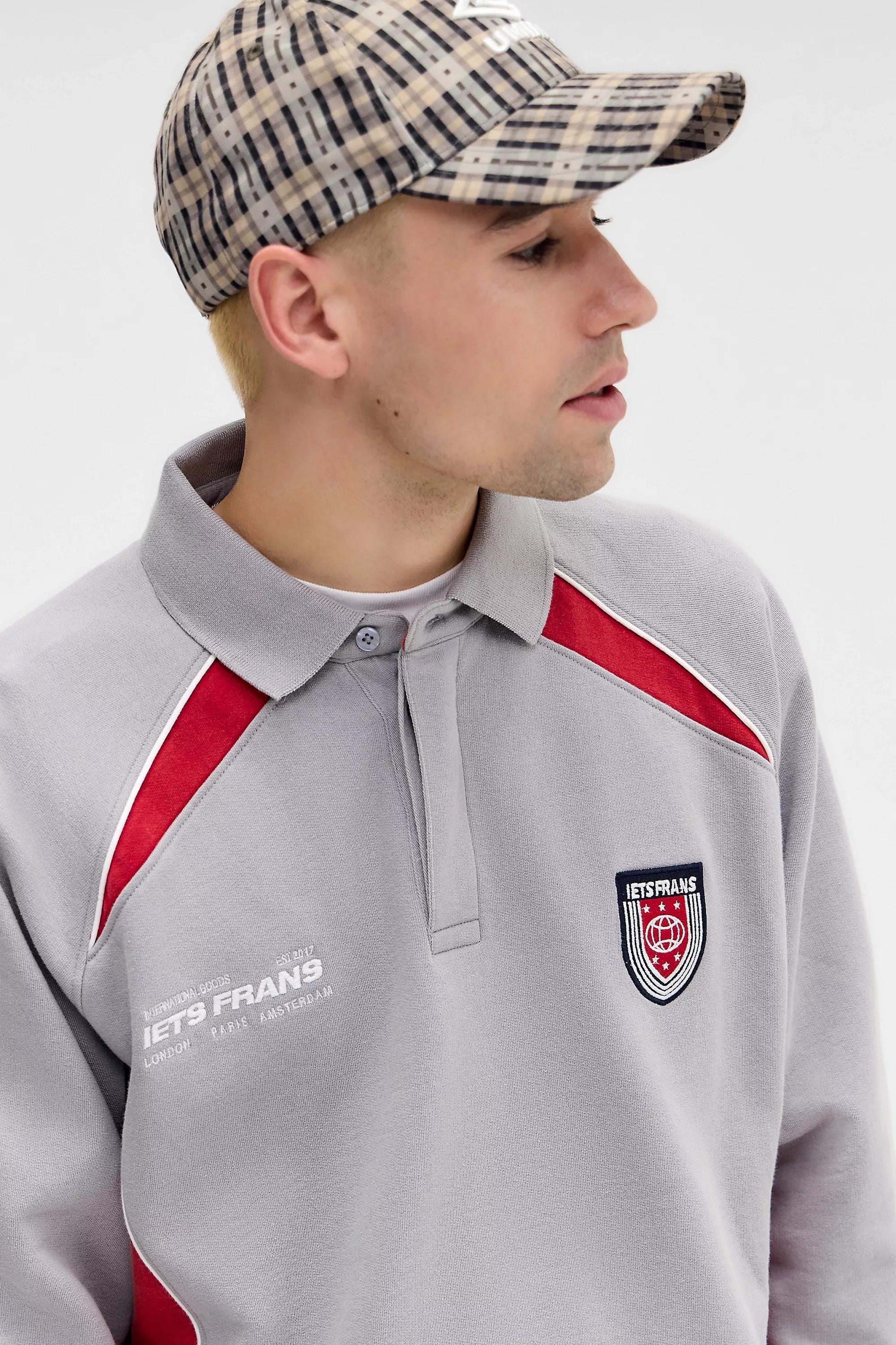 Grey iets frans...Sport Panel Polo Sweatshirt, GREY, large image number 1