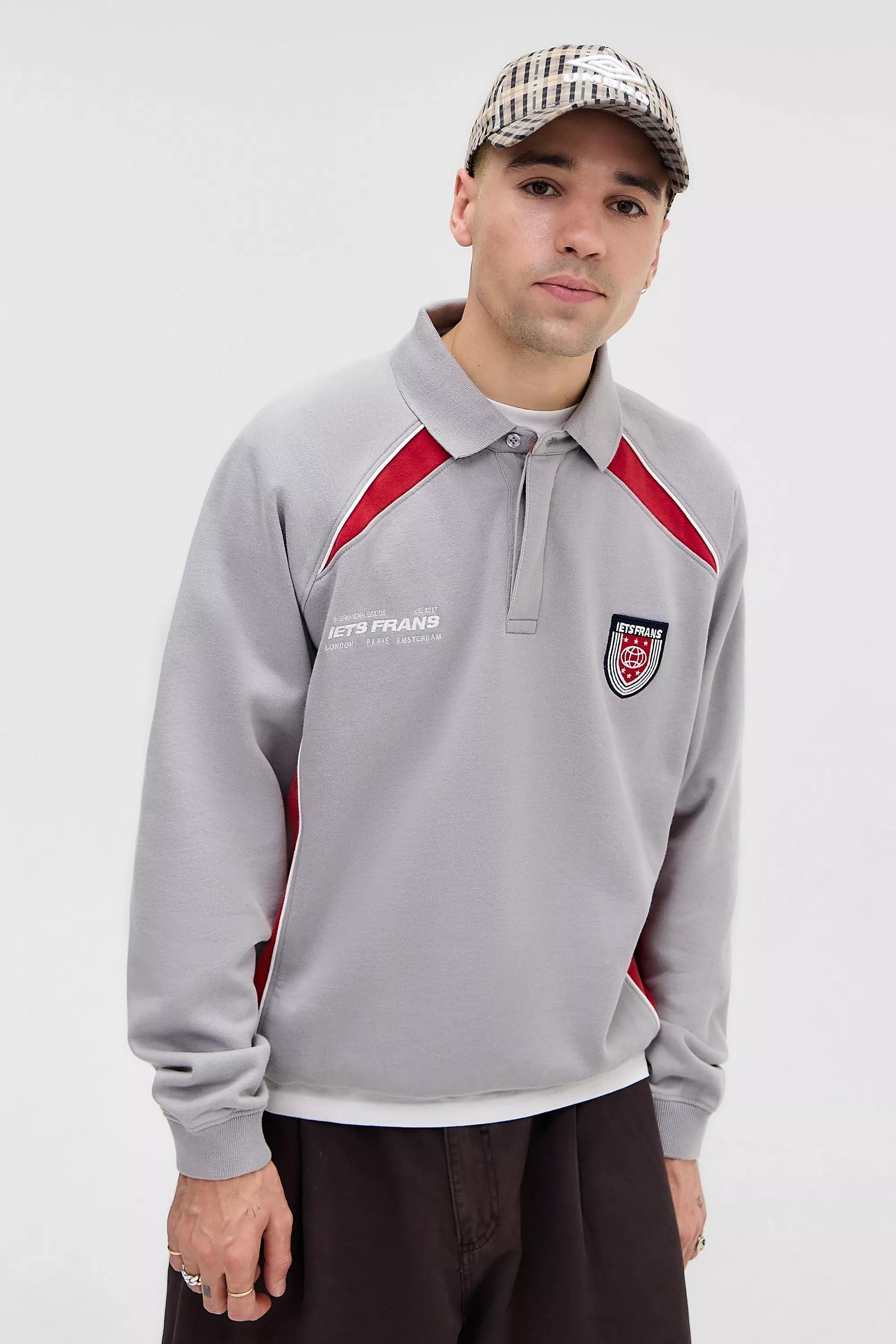 Grey iets frans...Sport Panel Polo Sweatshirt, GREY, large image number 3