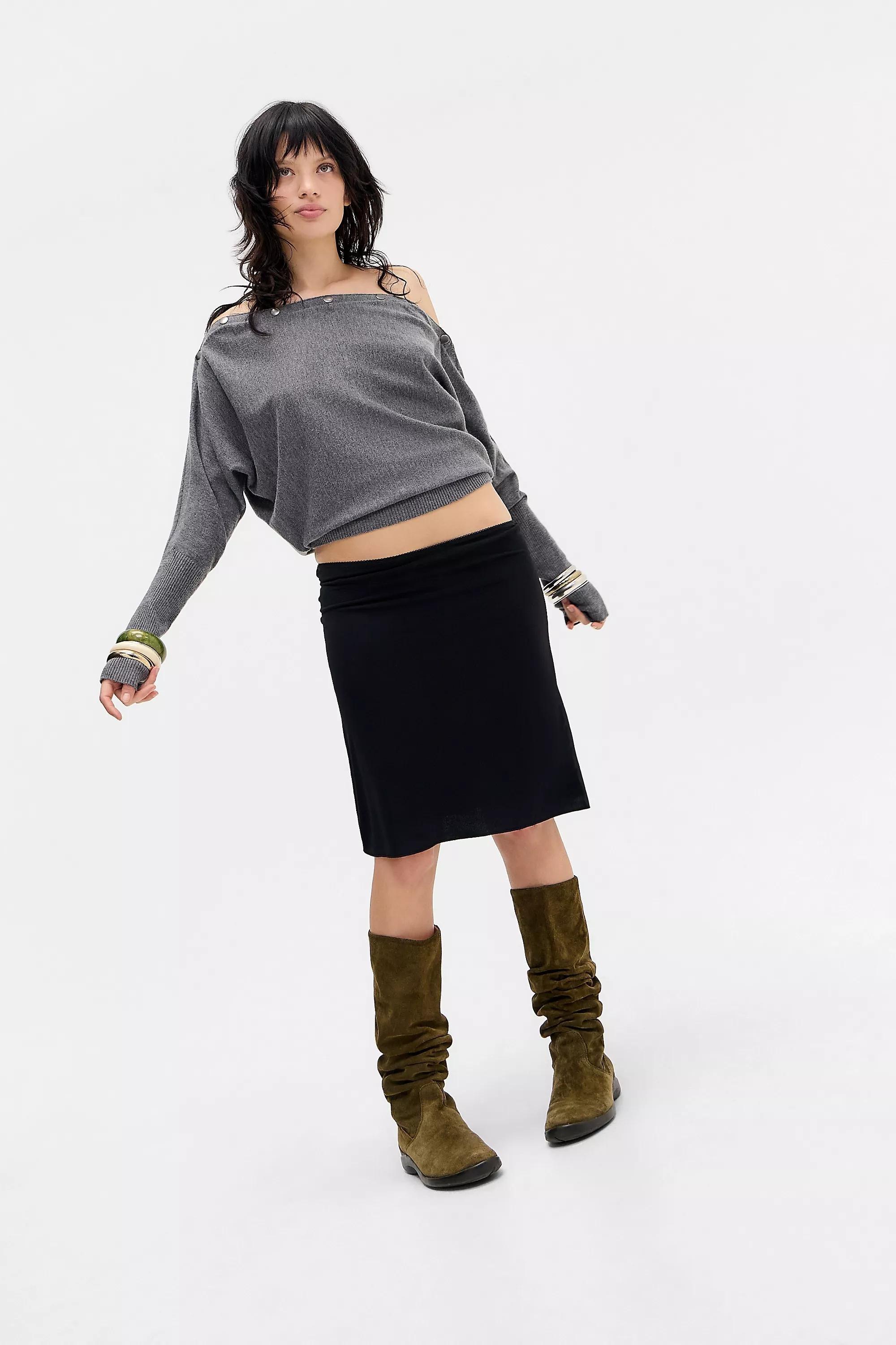 Black Uo Jorja Awkward Midi Skirt, BLK, large image number 0