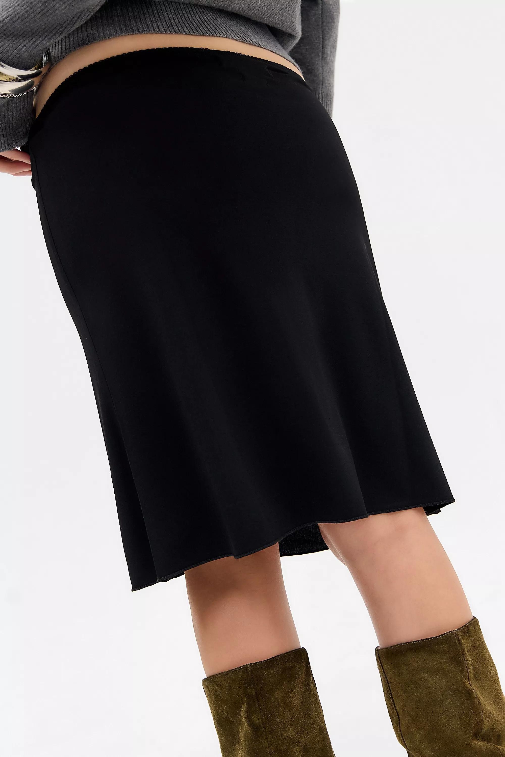Black Uo Jorja Awkward Midi Skirt, BLK, large image number 3