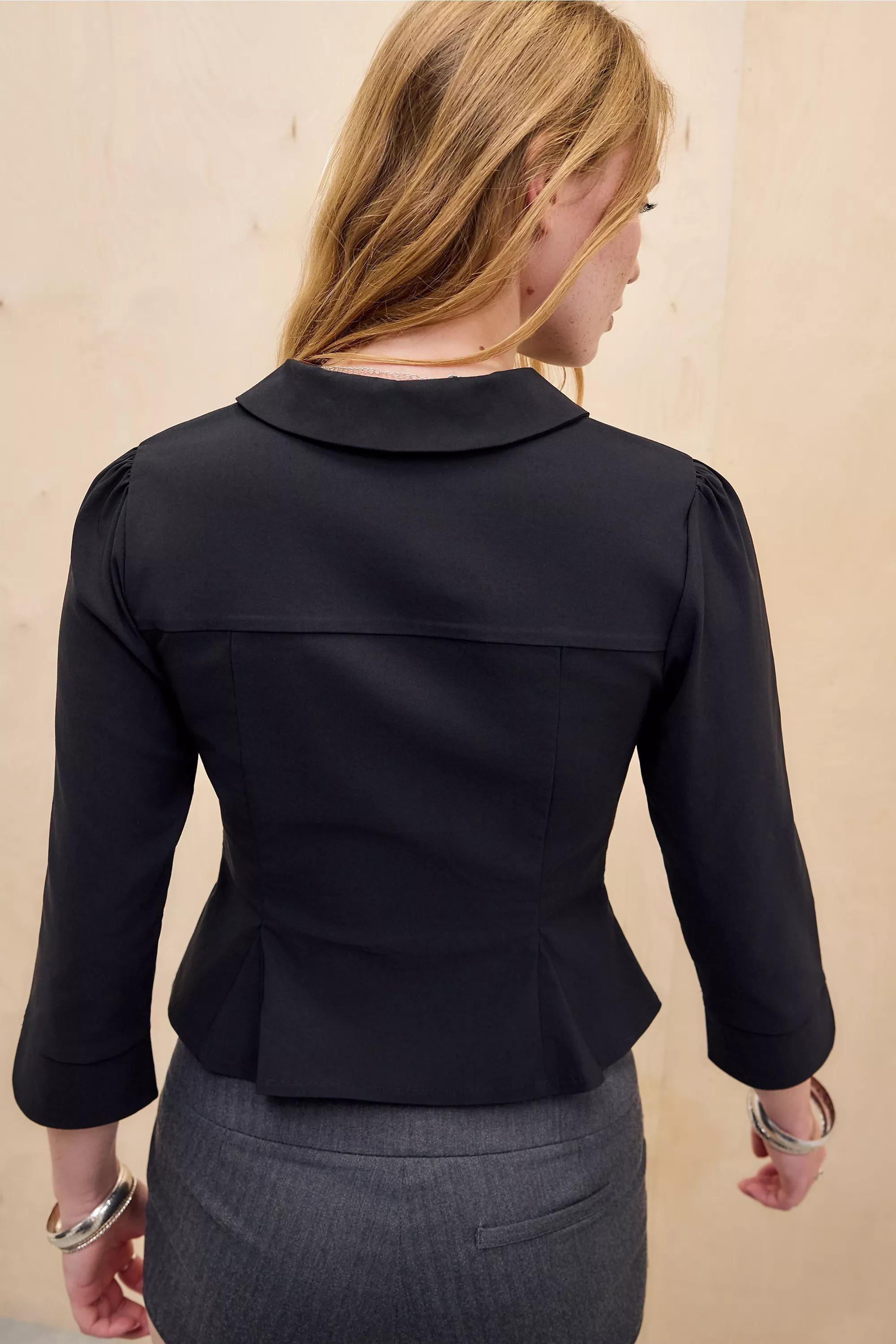 Black Silence + Noise Jacket Blouse, BLK, large image number 3