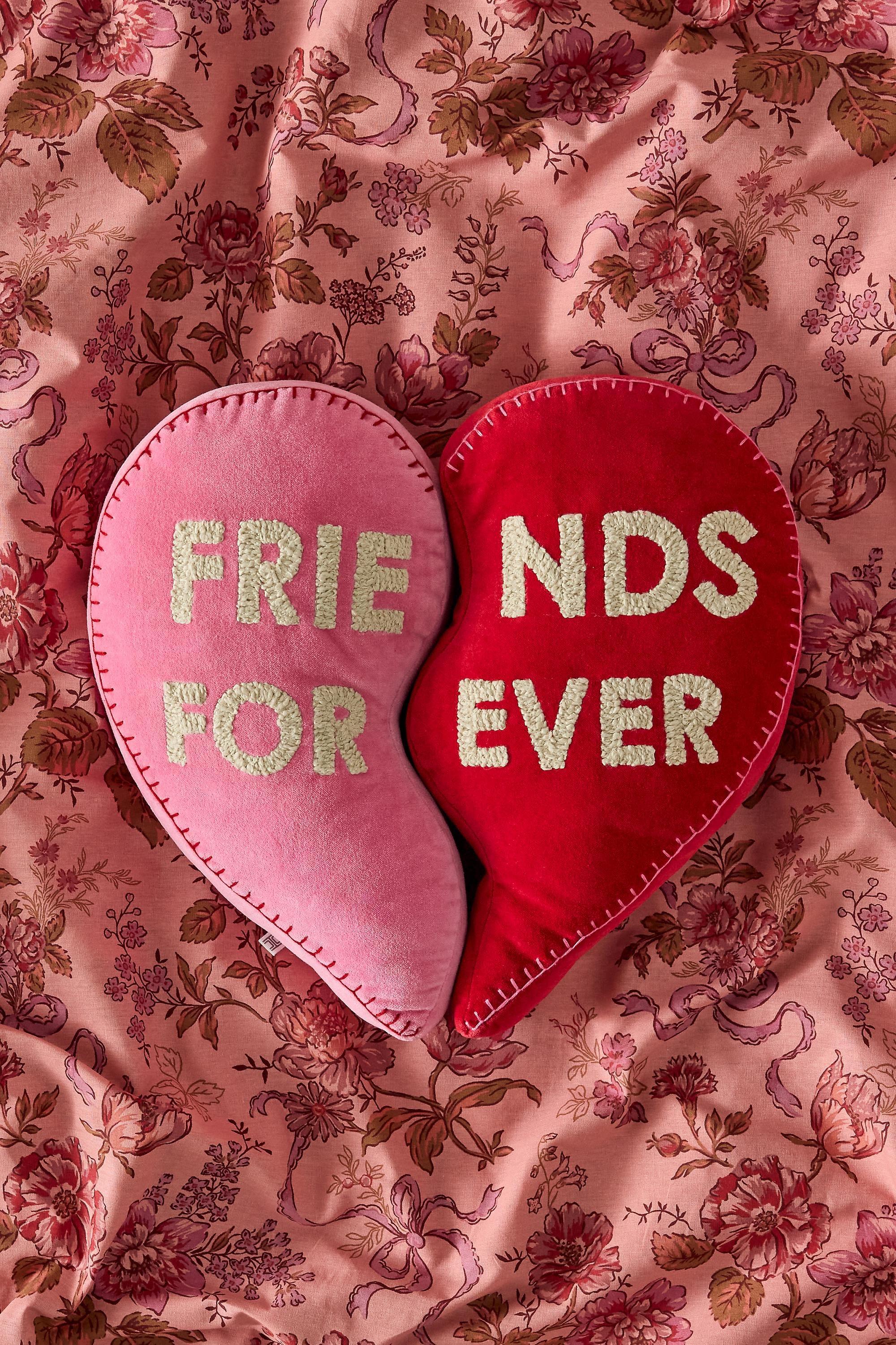 PINK Best Friends Forever Heart Cushion, PINK, medium