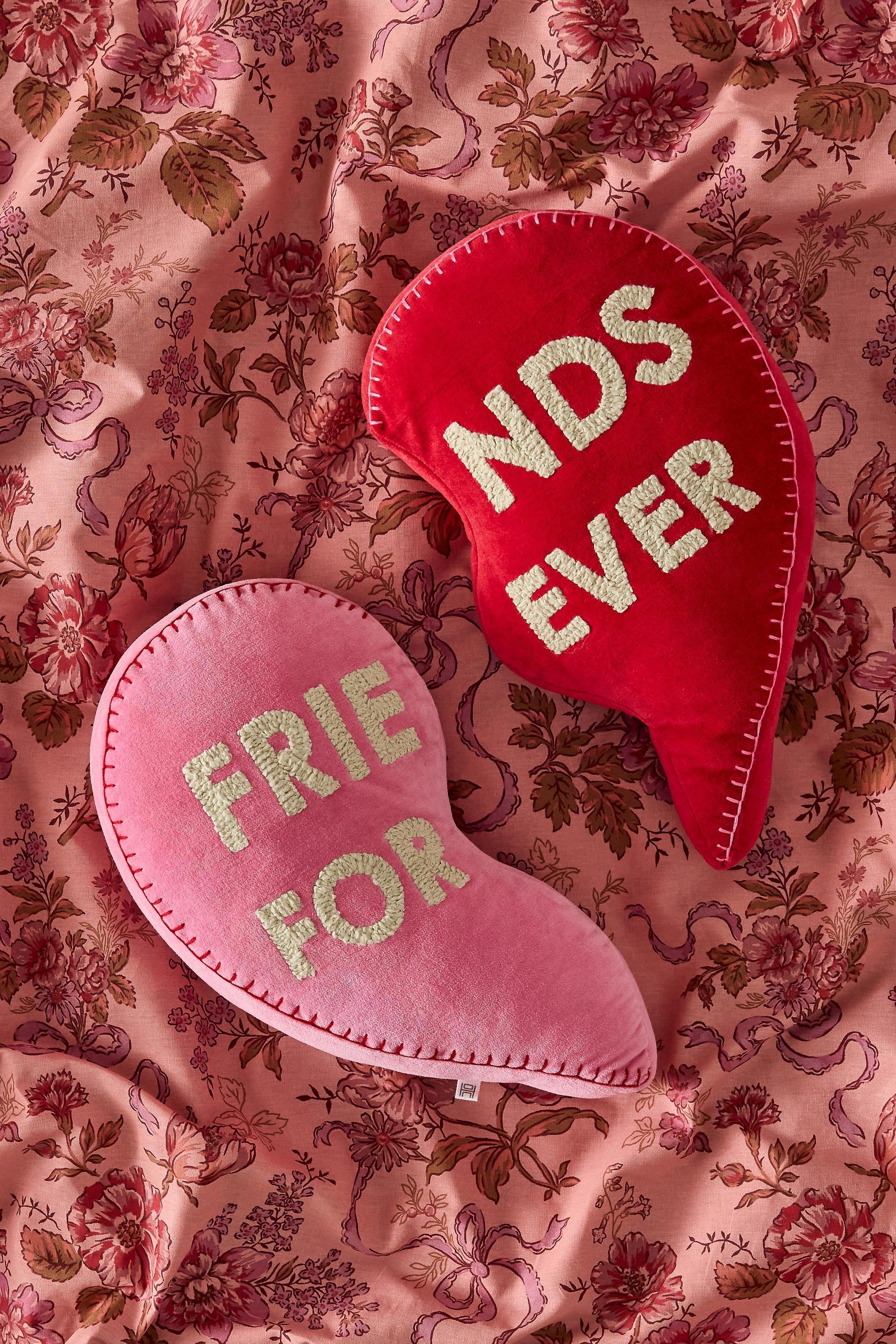 PINK Best Friends Forever Heart Cushion, PINK, medium