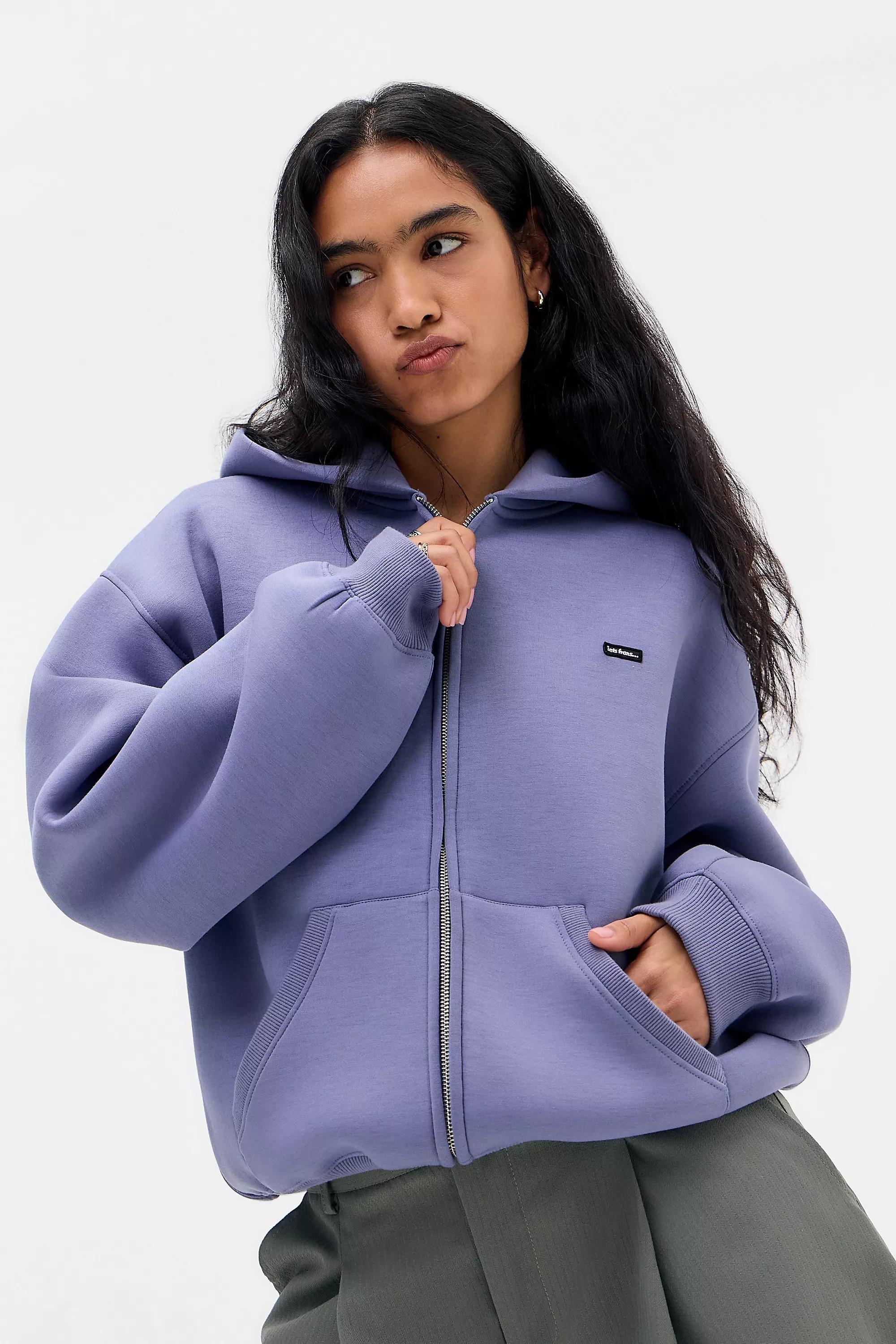 Multicolour iets frans... Blue Granite Scuba Hoodie, STONE BLUE, medium