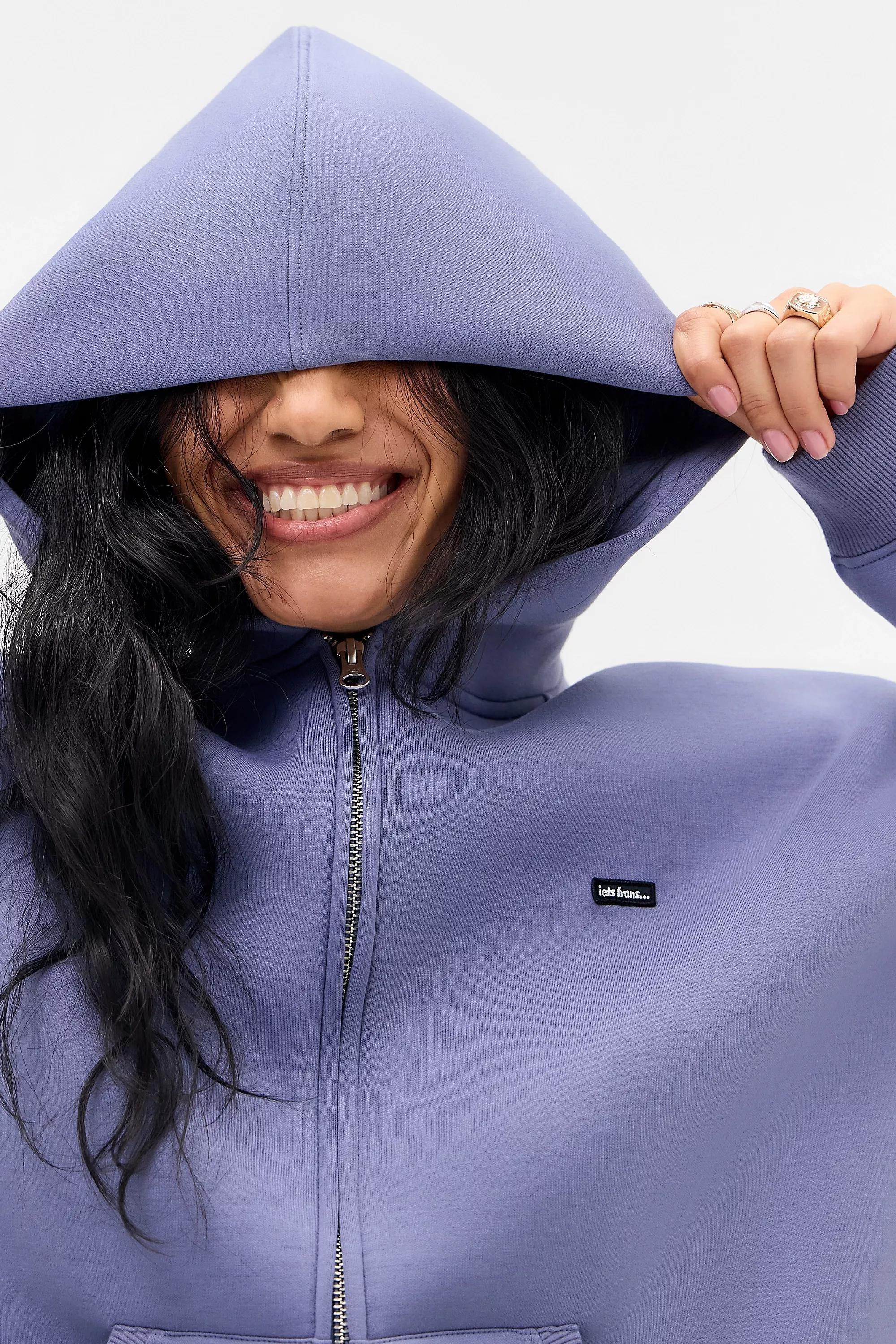 Multicolour iets frans... Blue Granite Scuba Hoodie, STONE BLUE, medium