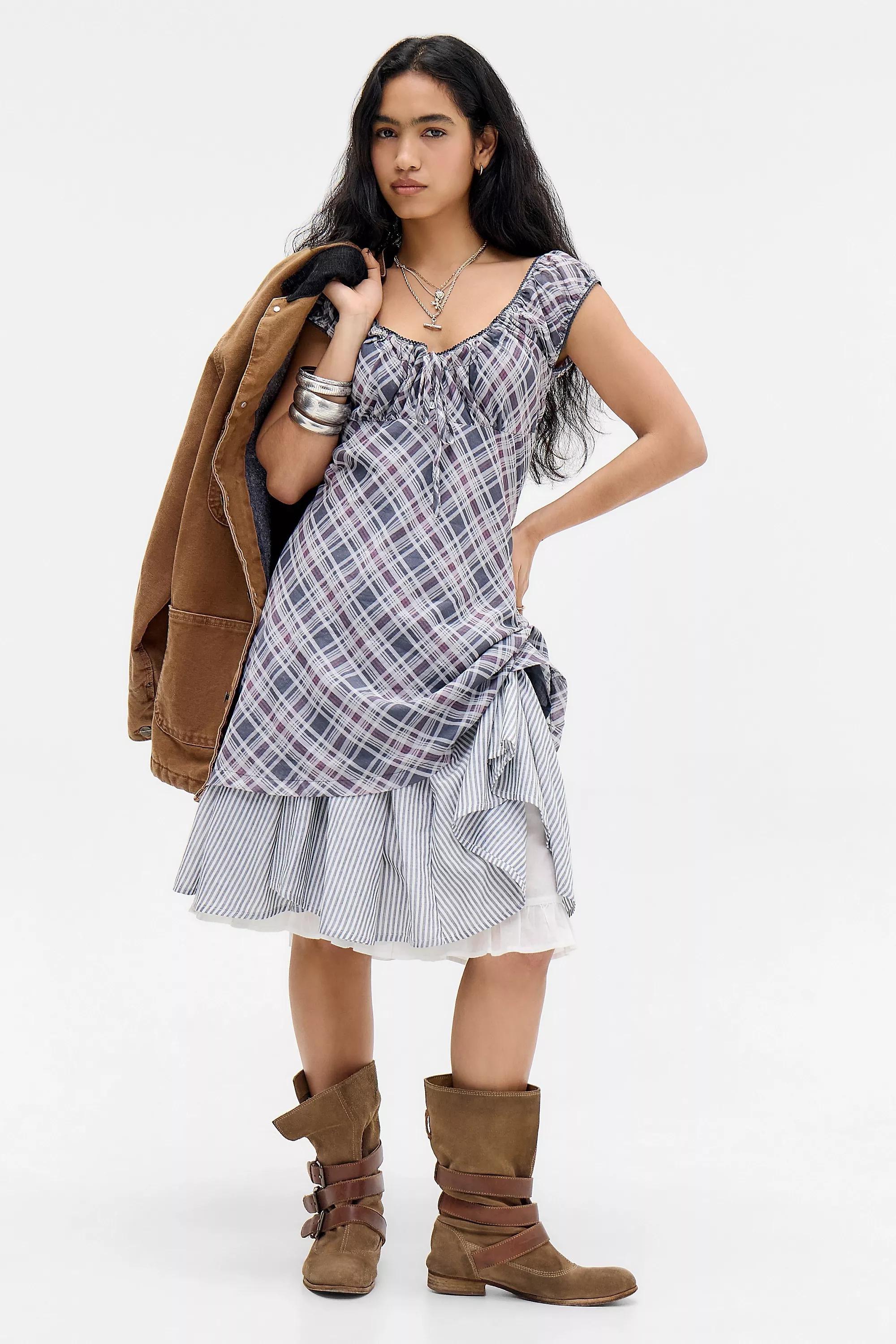 Blue Bdg Jude Check Mini Dress, BL MOTIF, large image number 1