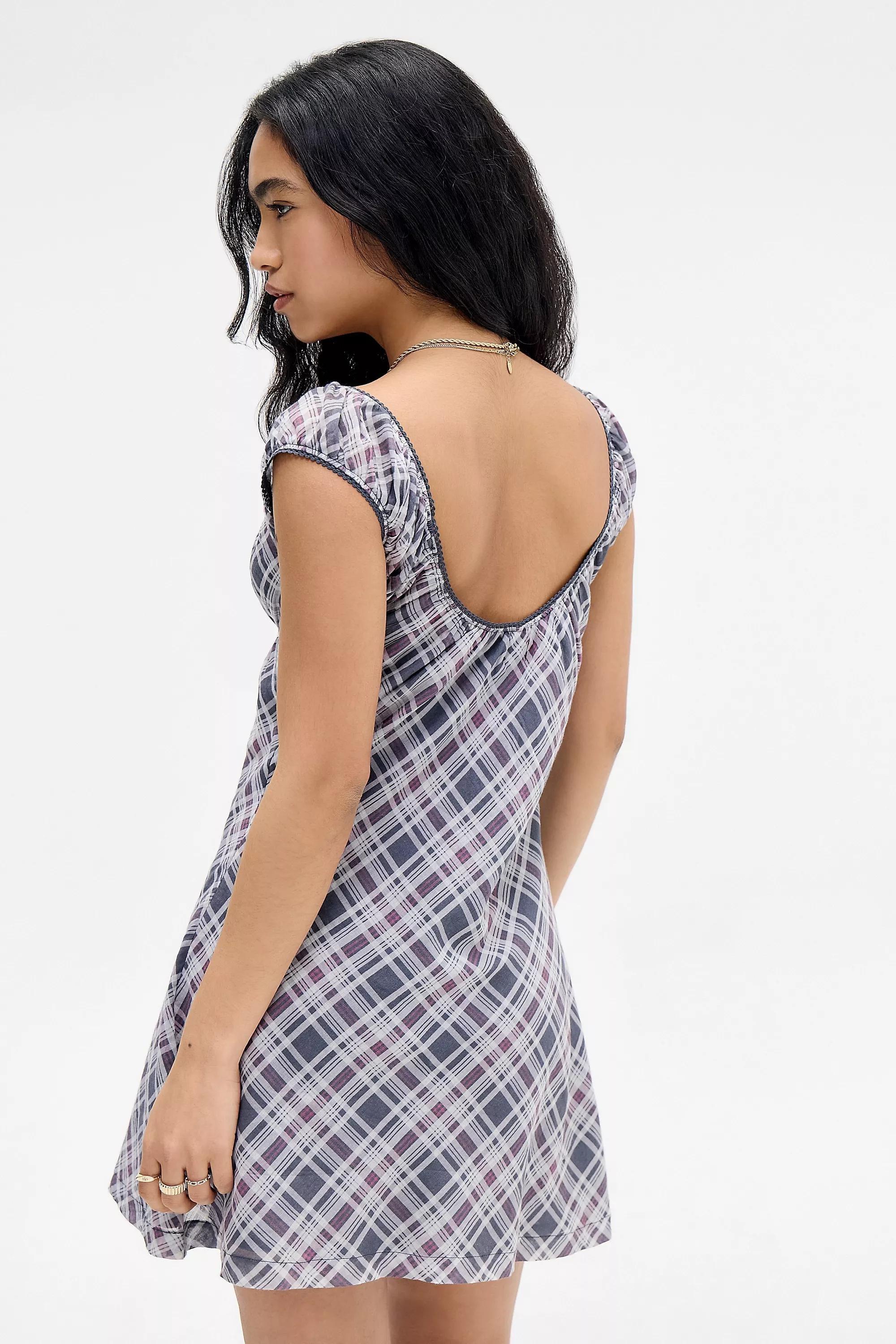 Blue Bdg Jude Check Mini Dress, BL MOTIF, large image number 3