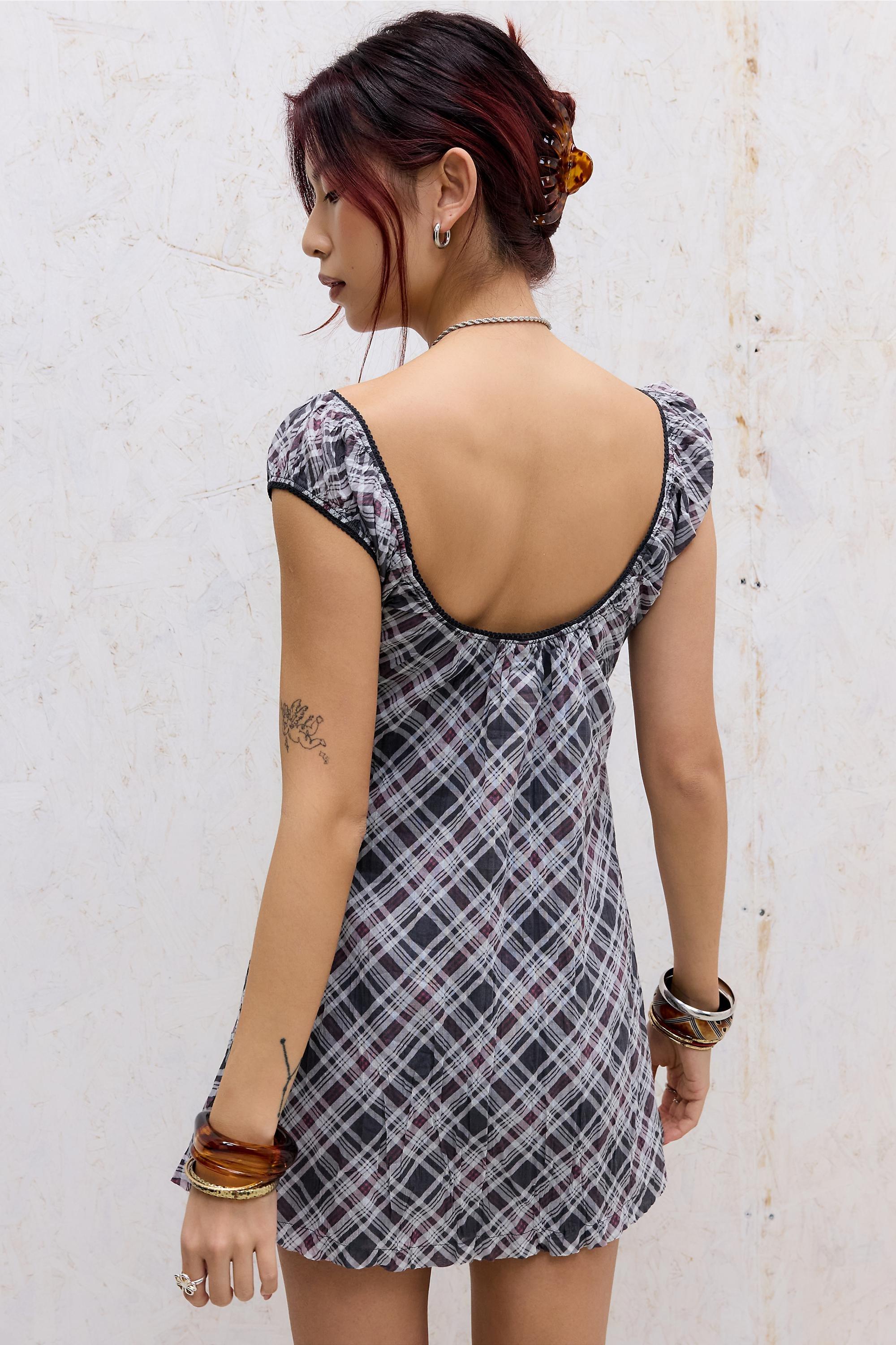 Blue Bdg Jude Check Mini Dress, BL MOTIF, large image number 4