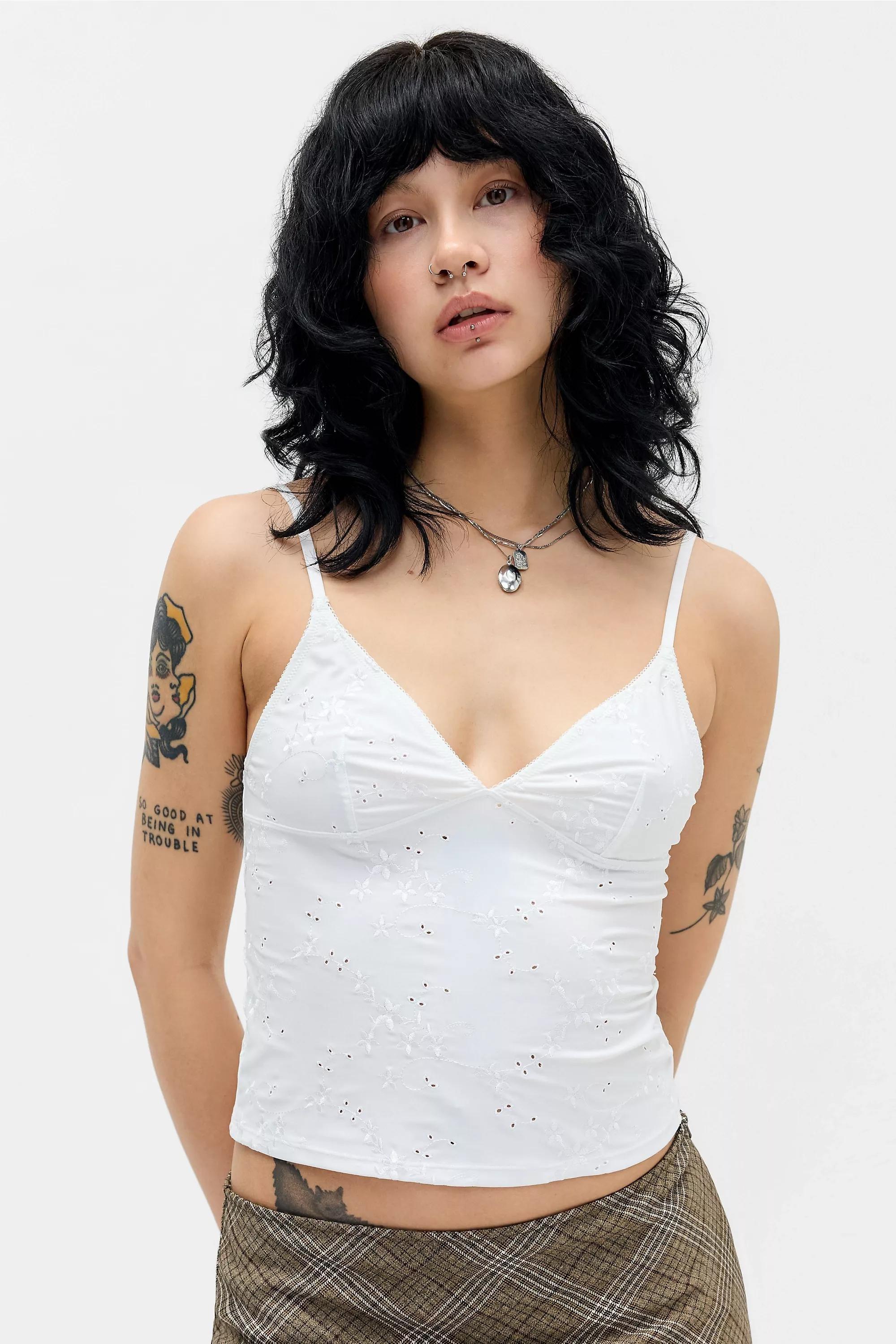 White Out From Under Broderie Tank Top, WHT, large image number 0