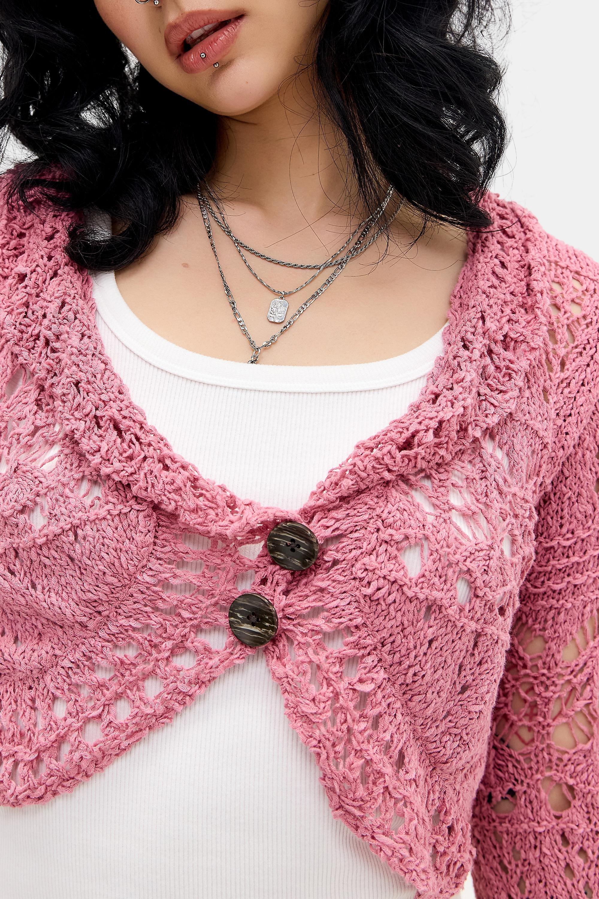 Pink Bdg Palma Knit Cardigan, PINK, large image number 1