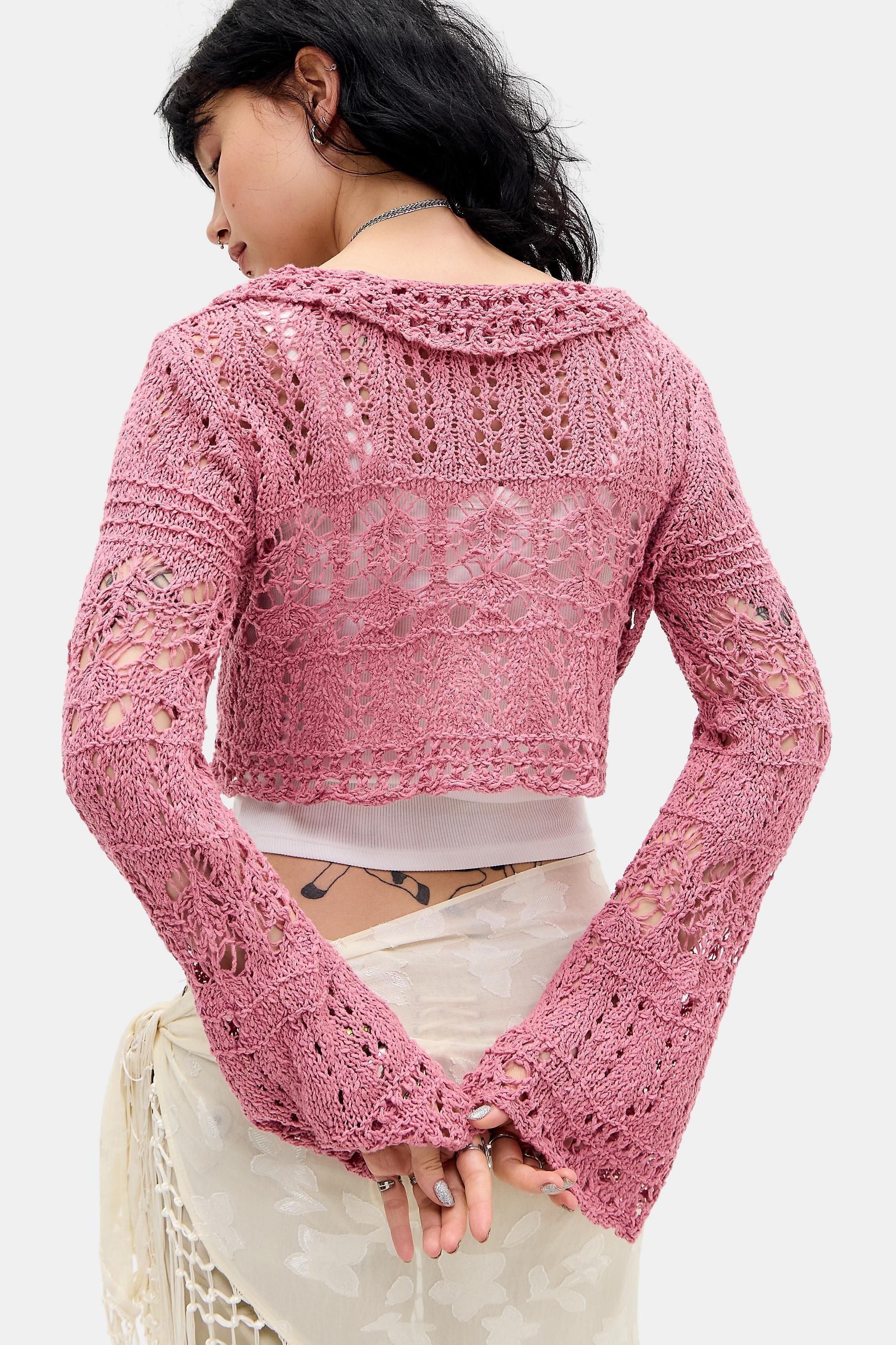 Pink Bdg Palma Knit Cardigan, PINK, large image number 2