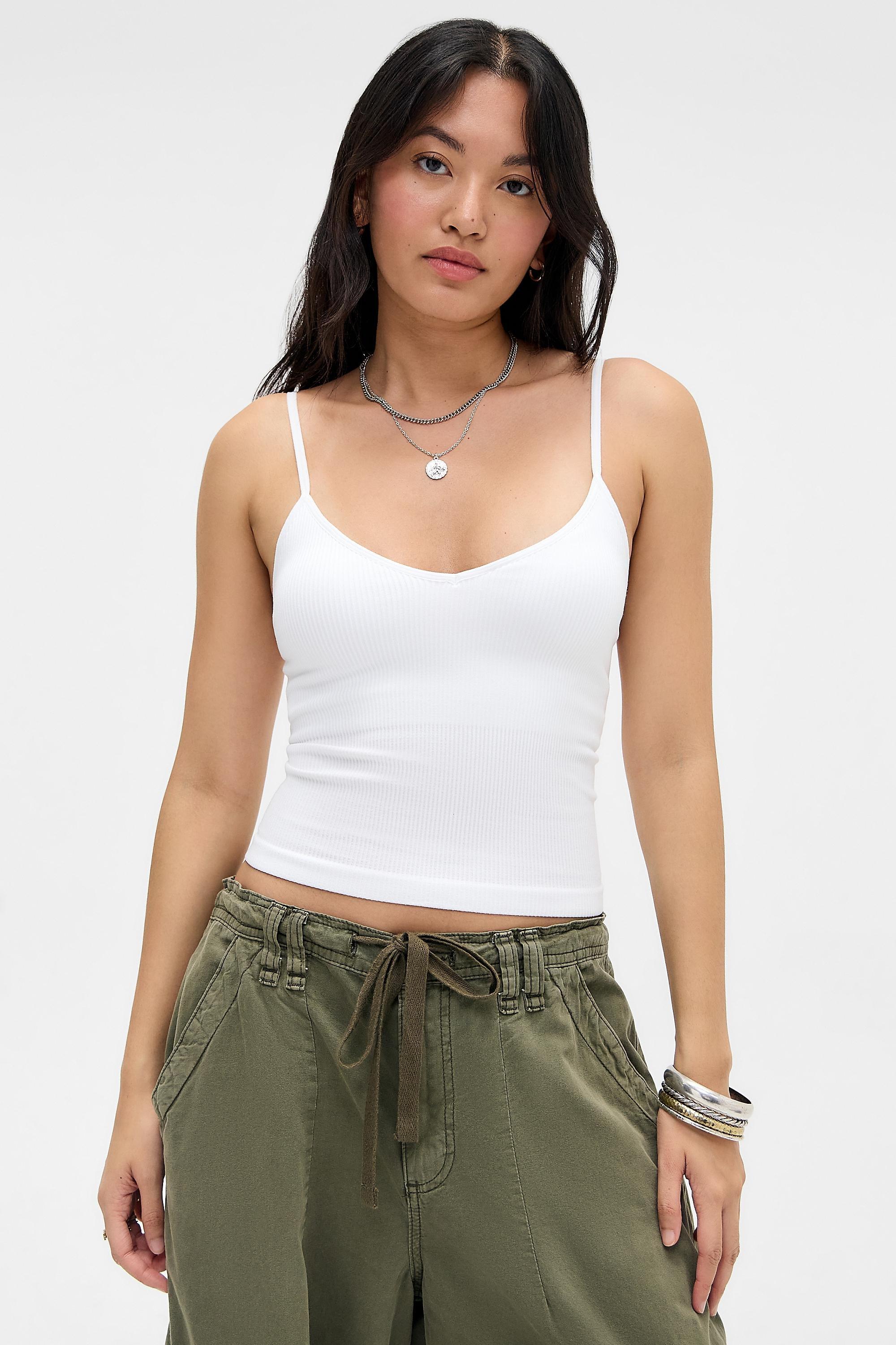 White Out From Under Wren Padded Rib Tank Top, WHT, medium