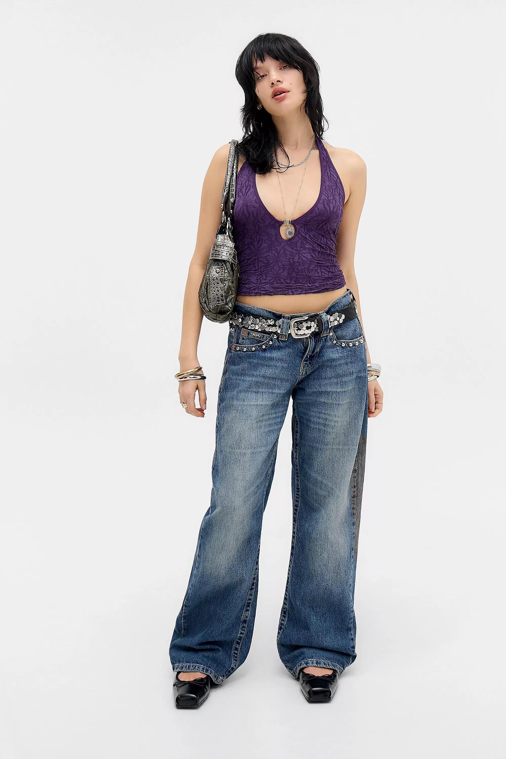 Purple Uo Seamless Hardware Halter Top, PURP, large image number 2