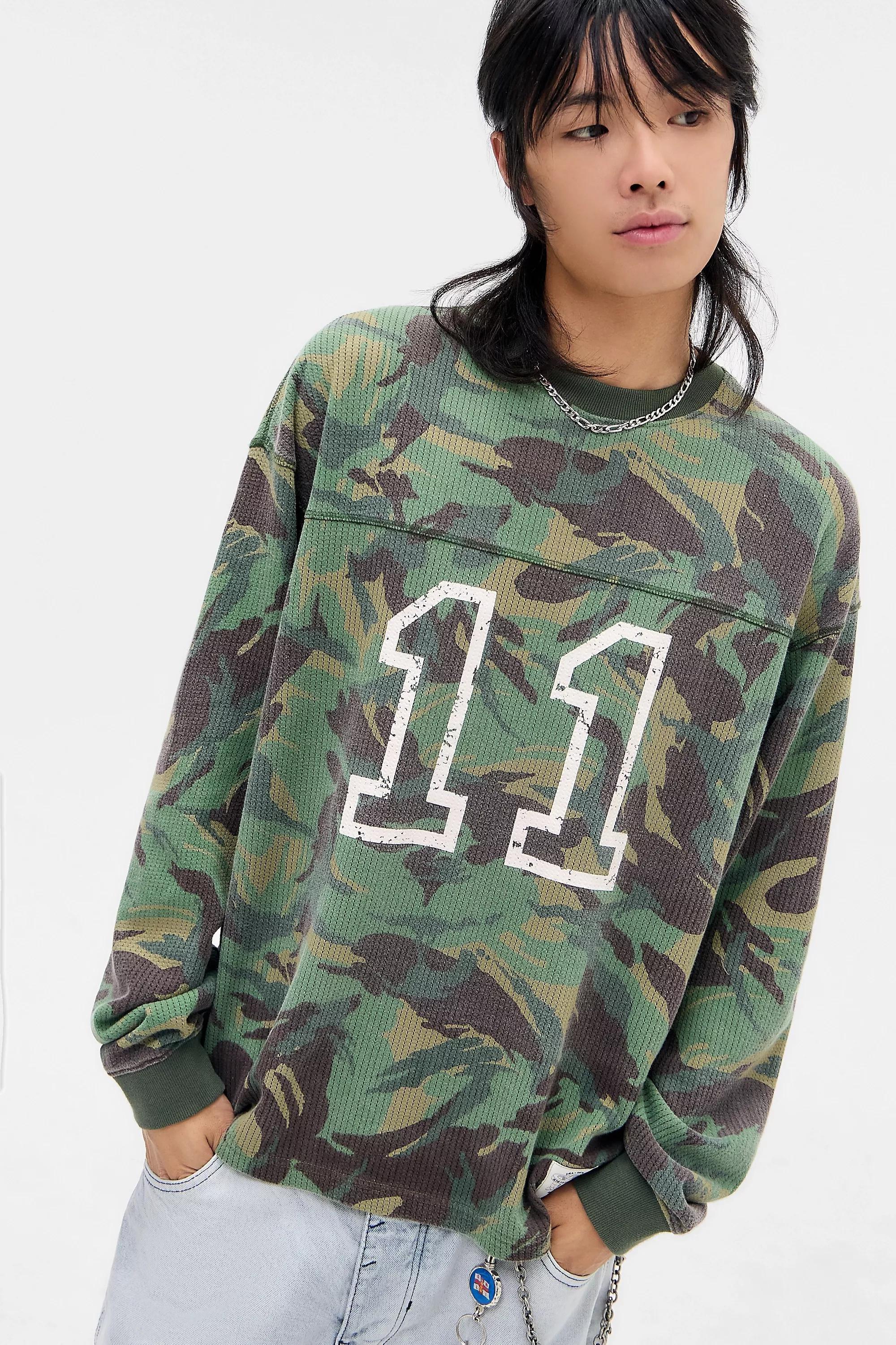 Khaki Iets Frans... Camo Long Sleeve Mesh T-Shirt, KHAKI, medium