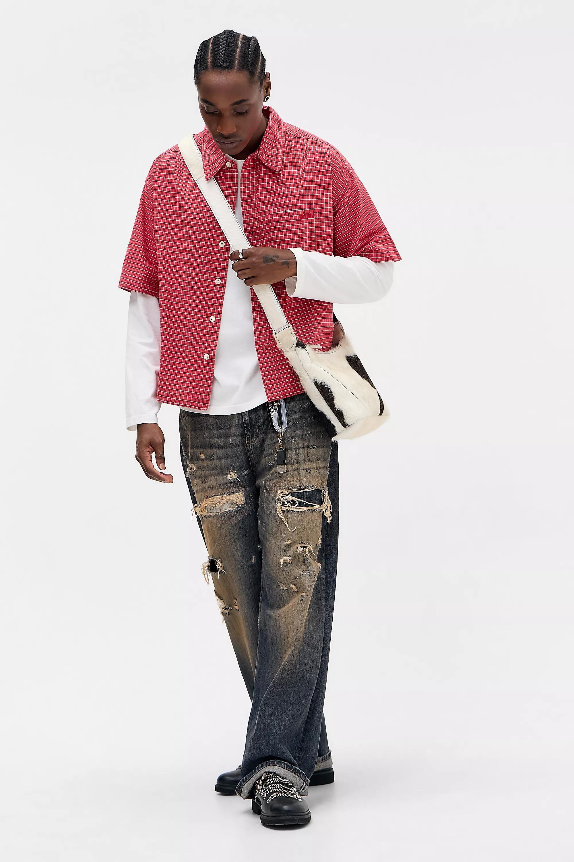 Red Bdg Red Arlo Check Short Sleeve Shirt, RED, large image number 2