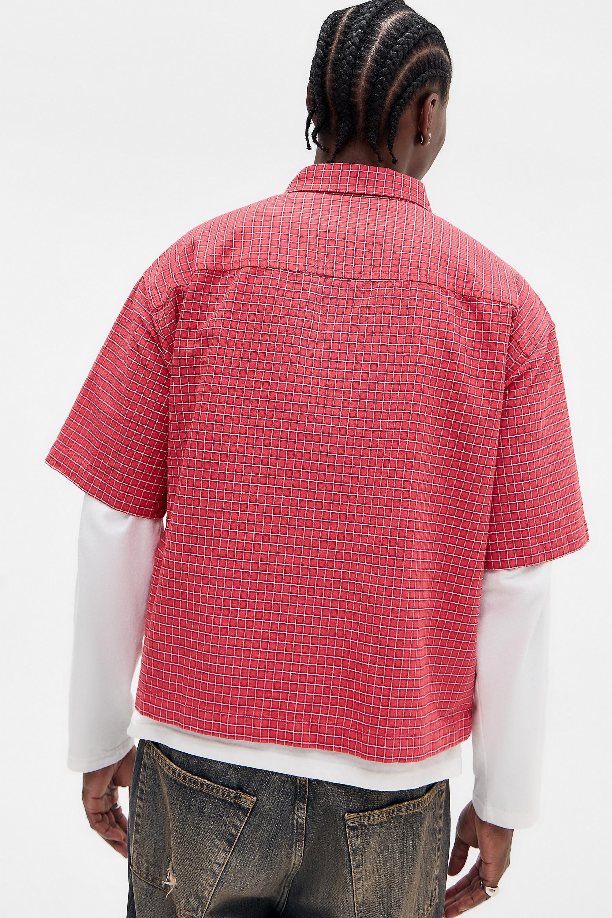 Red Bdg Red Arlo Check Short Sleeve Shirt, RED, large image number 3