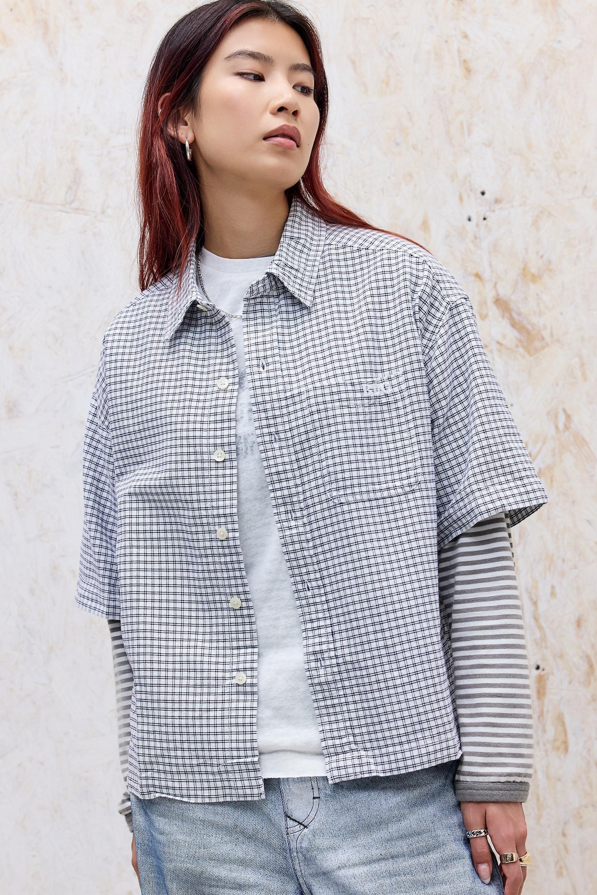 Cream Bdg Cream Arlo Check Short Sleeve Shirt, IVRY, large image number 4