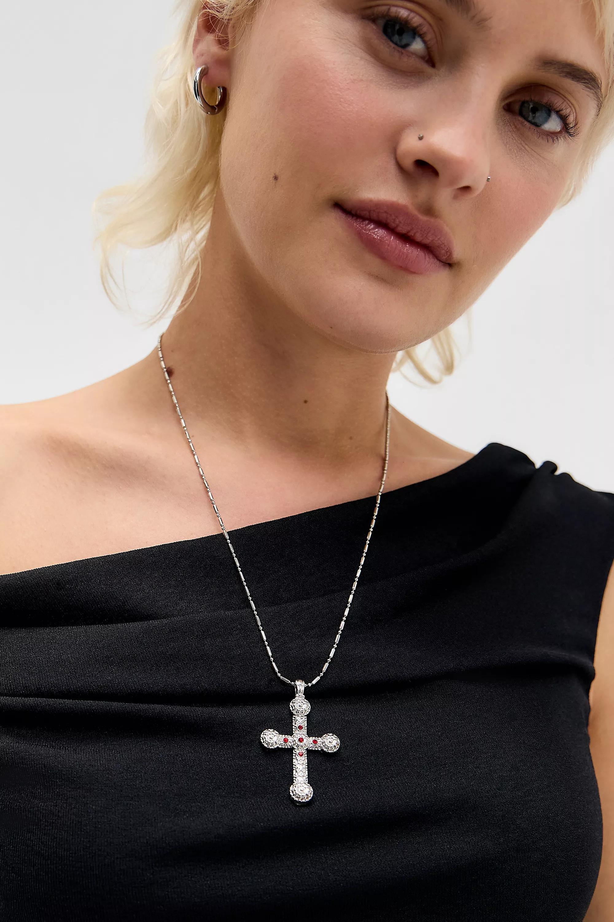 Silver Silence + Noise Cross Pendant Necklace, SLVR, large image number 0