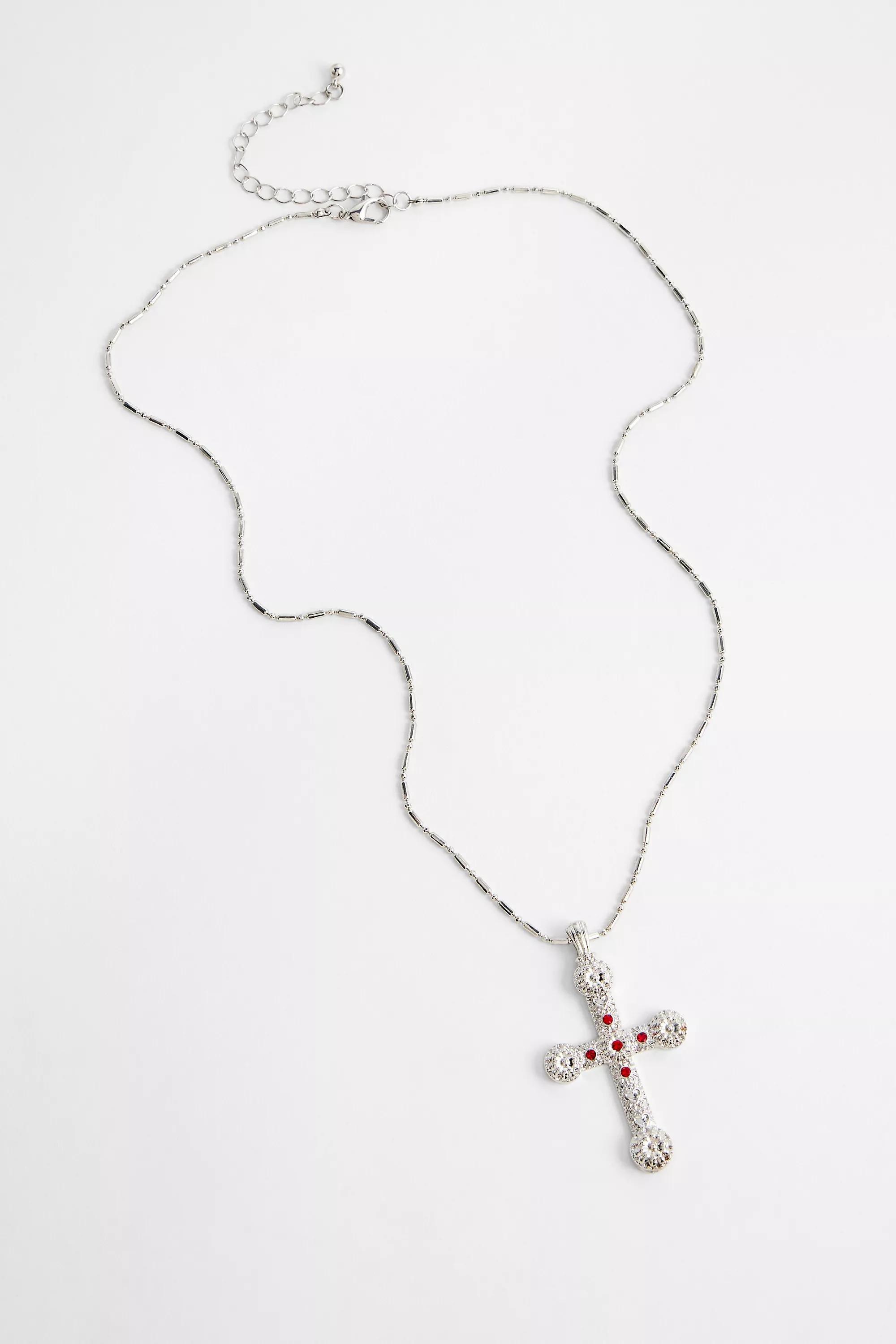 Silver Silence + Noise Cross Pendant Necklace, SLVR, large image number 2