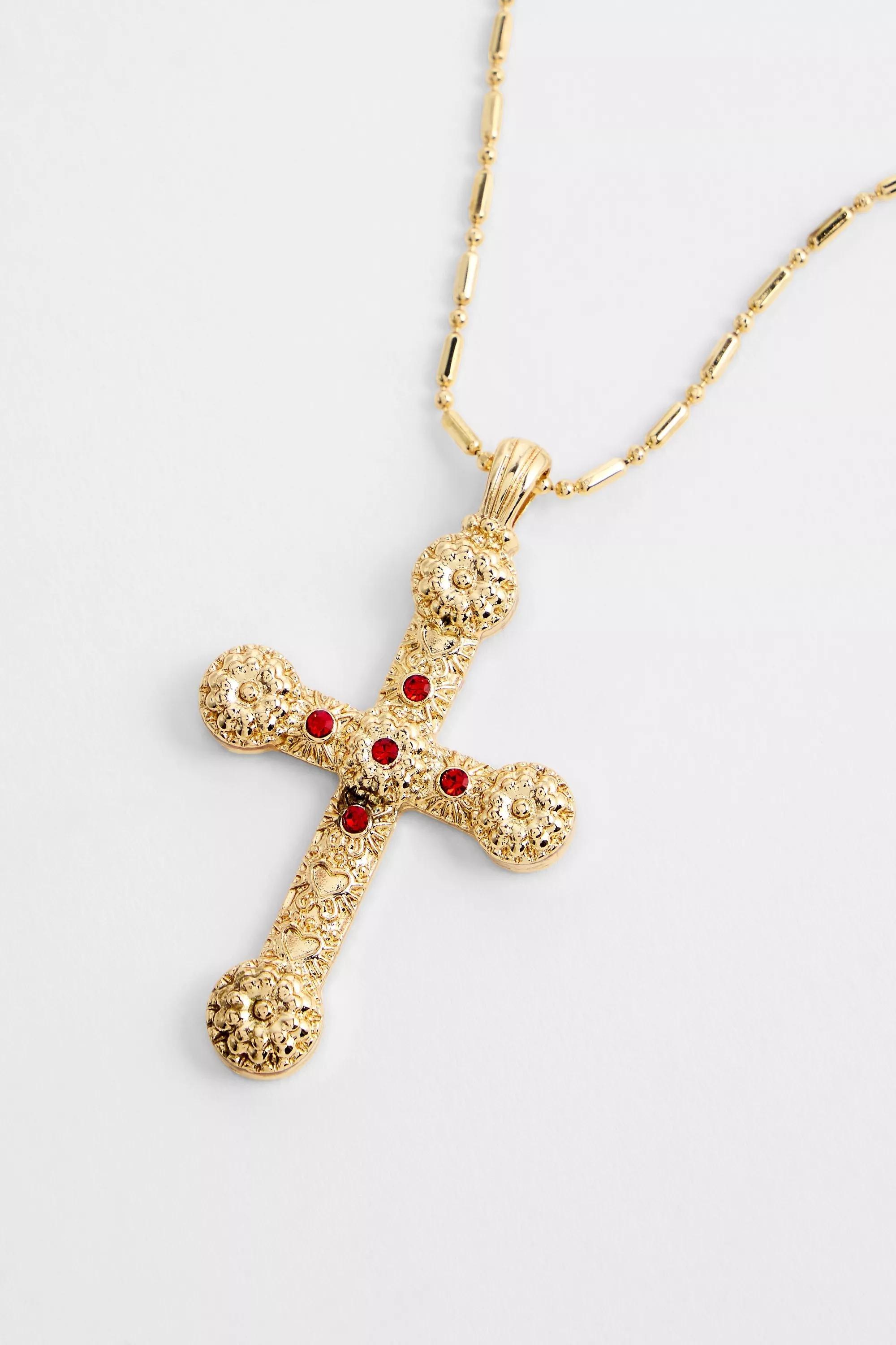 Gold Silence + Noise Cross Pendant Necklace, GOLD, medium