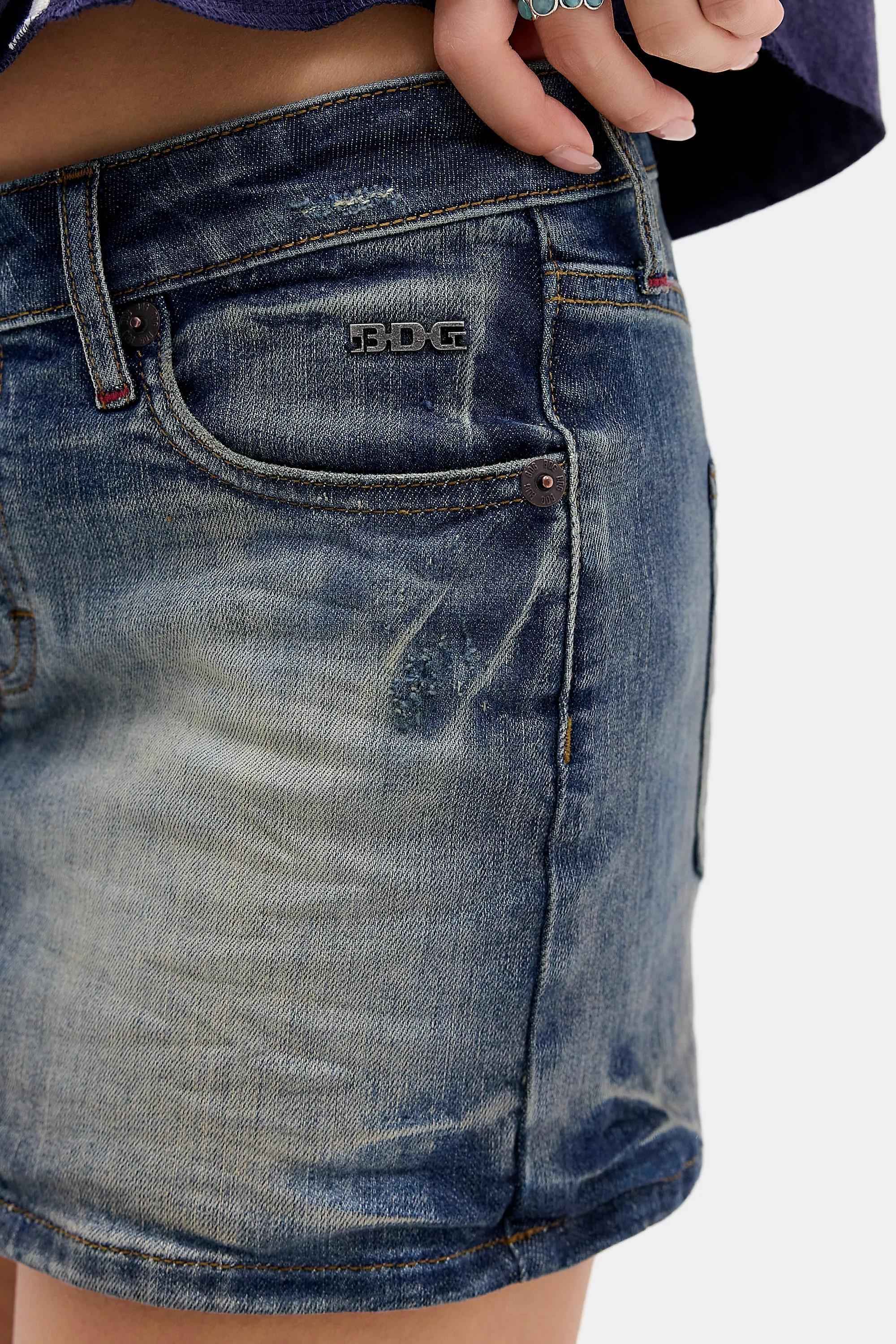 Navy Bdg Ultimate Denim Mini Skirt, VINTAGE DENIM DARK, large image number 2