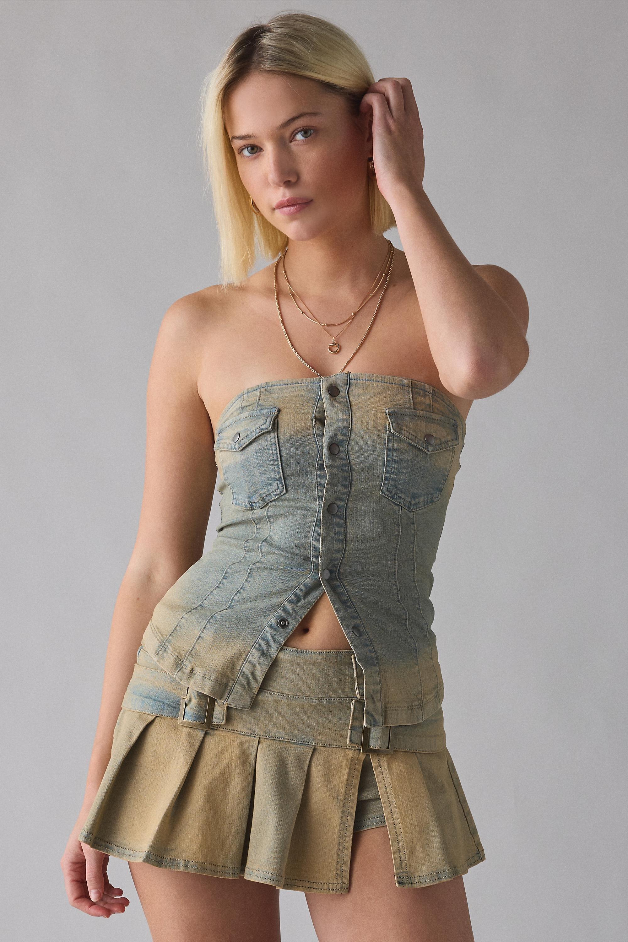 Blue Uo Riley Tube Top, DENIM L, large image number 0