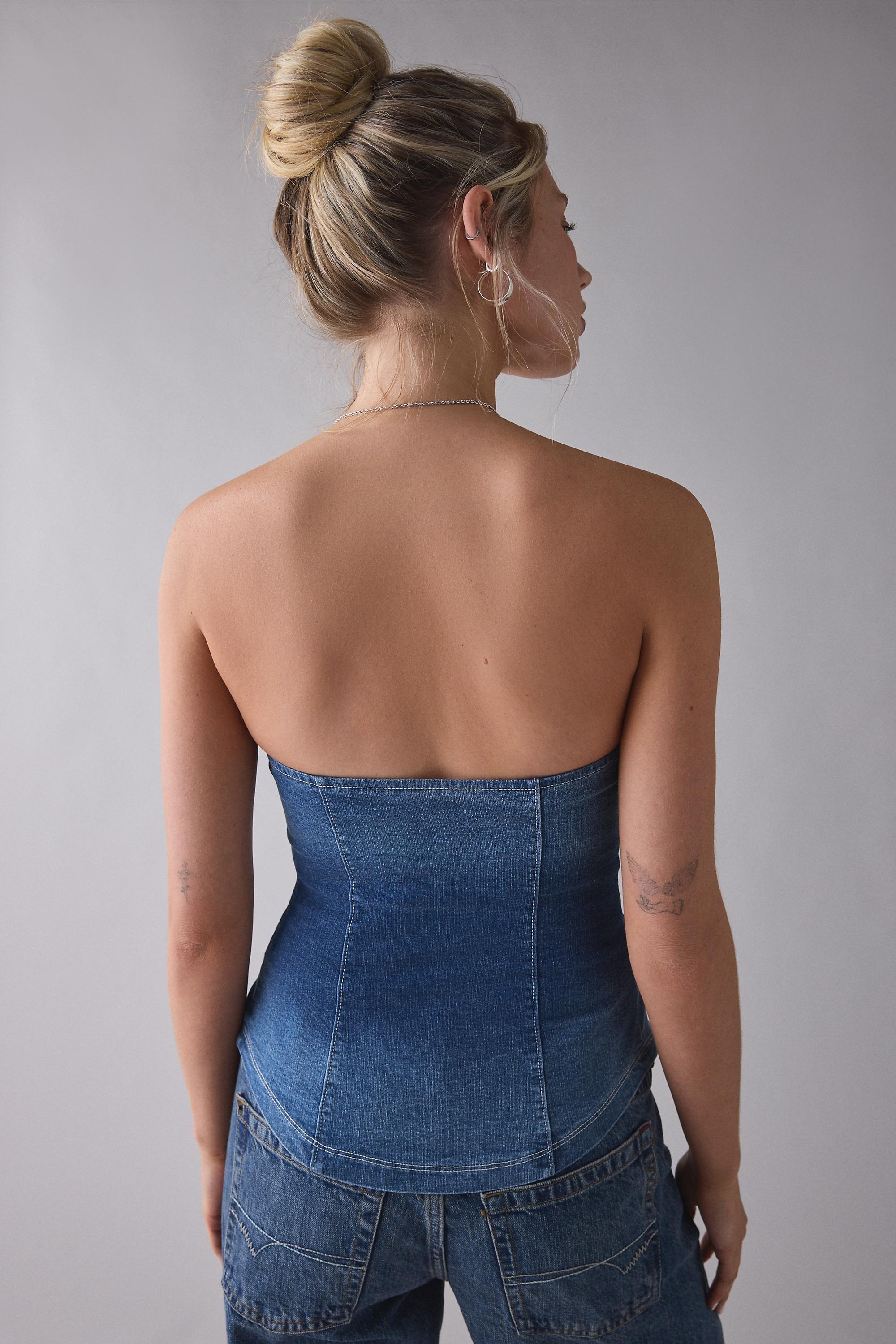 Navy Uo Riley Tube Top, VINTAGE DENIM DARK, large image number 3