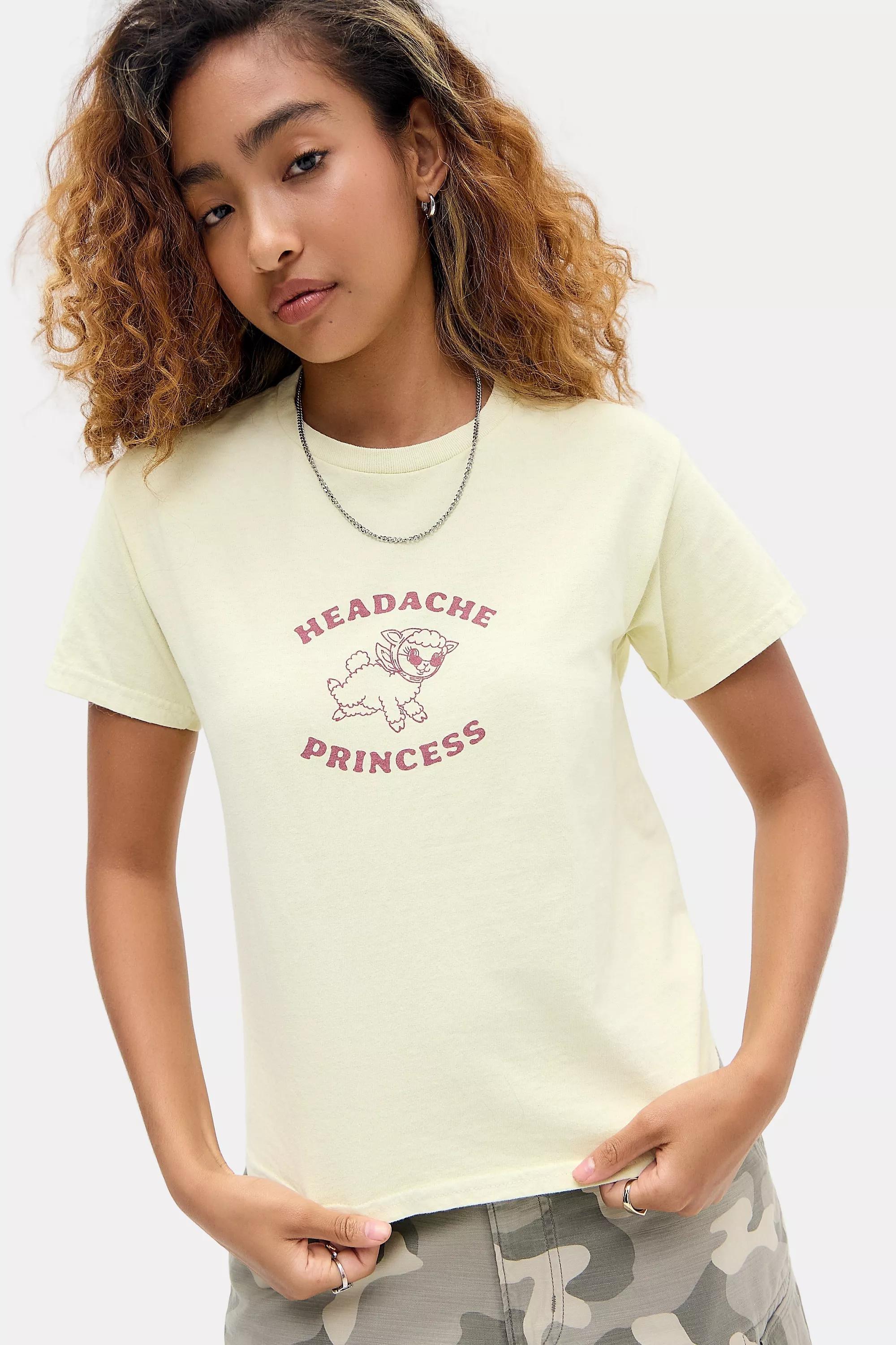 Yellow Uo Headache Princess Relaxed T-Shirt, LT YELLOW, large image number 0