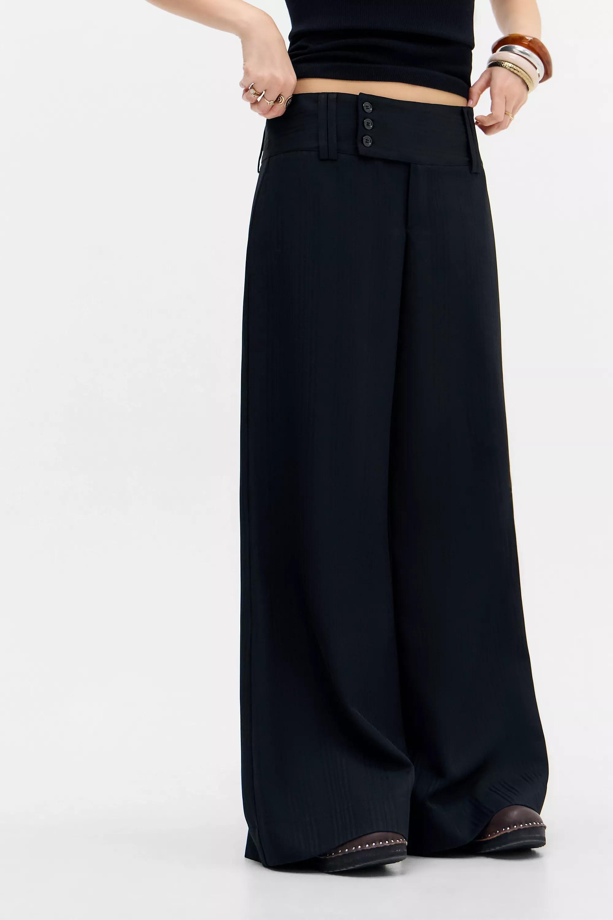 Black Uo Charlie Low Rise Flare Trousers, BLK, large image number 0