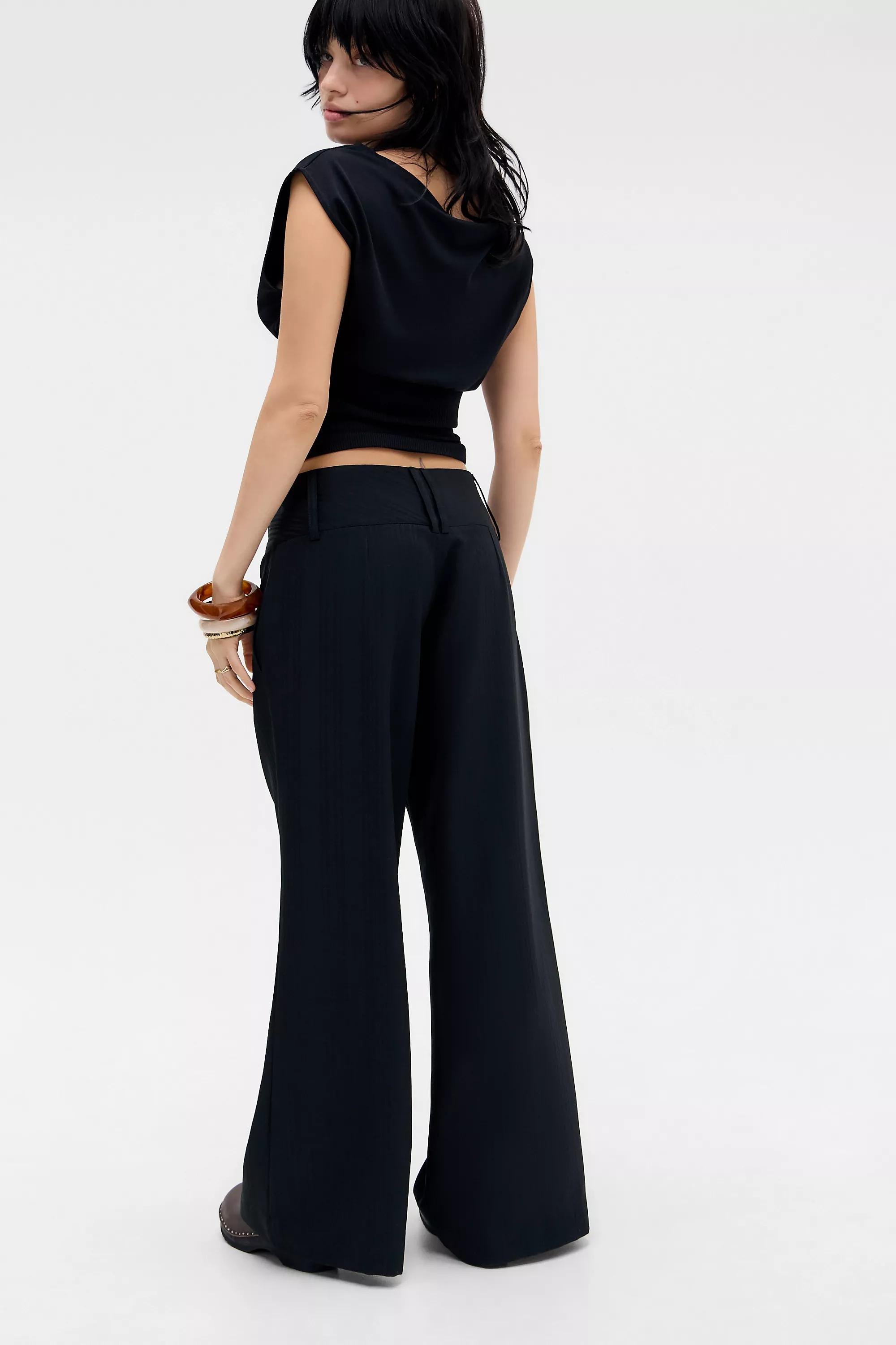 Black Uo Charlie Low Rise Flare Trousers, BLK, large image number 3