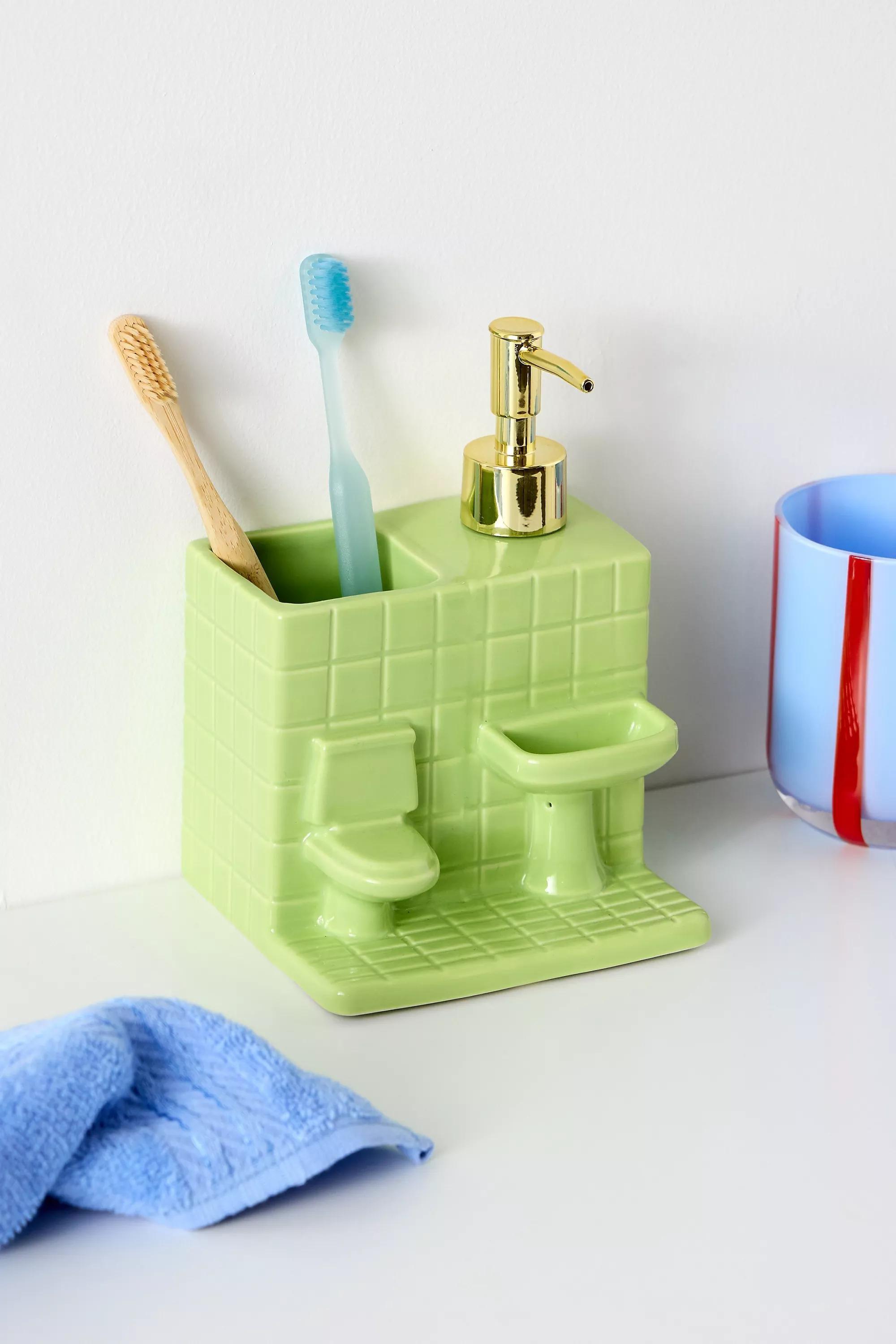 Green Bathroom Soap Dispenser Set, GRN, large image number 0