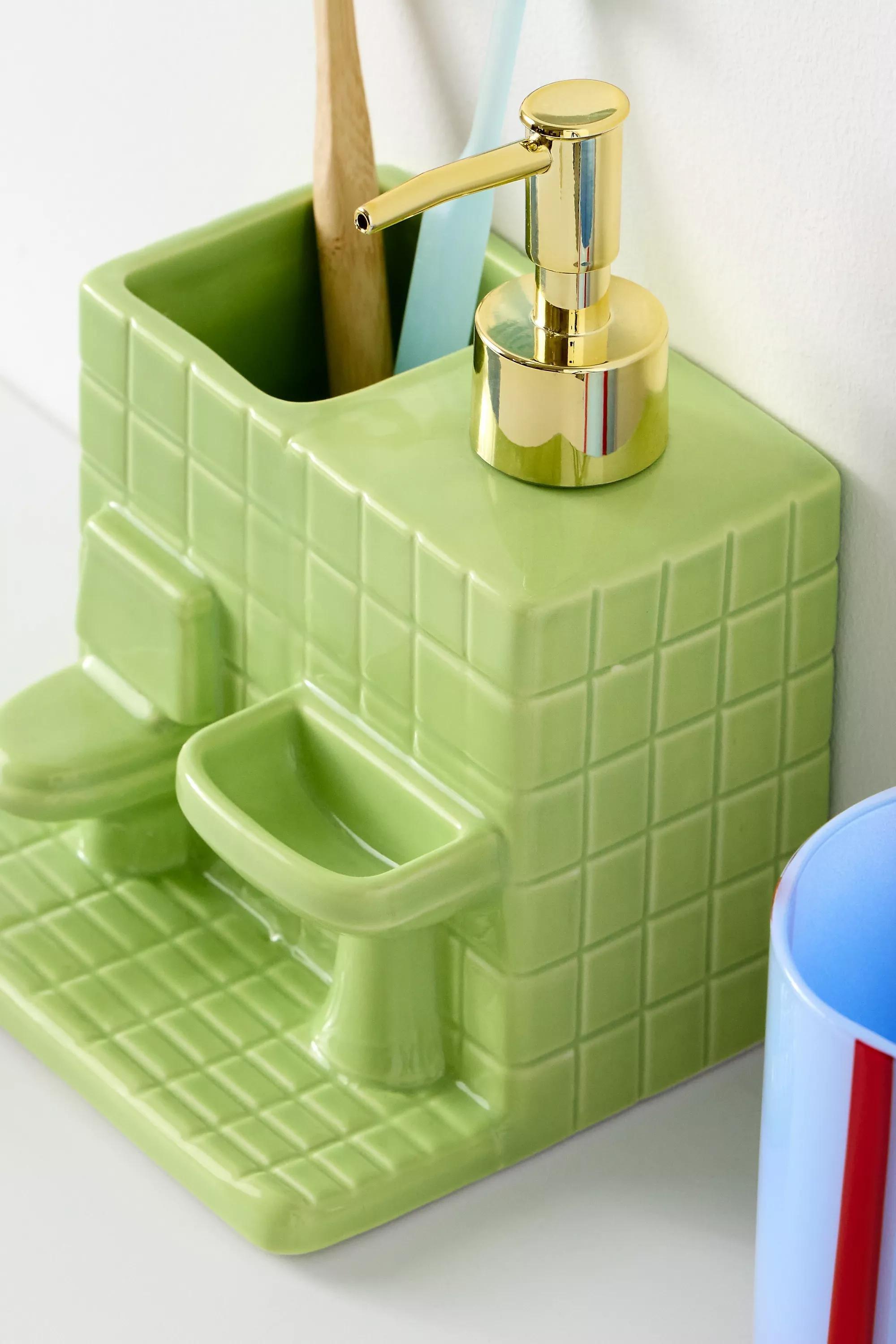 Green Bathroom Soap Dispenser Set, GRN, large image number 1