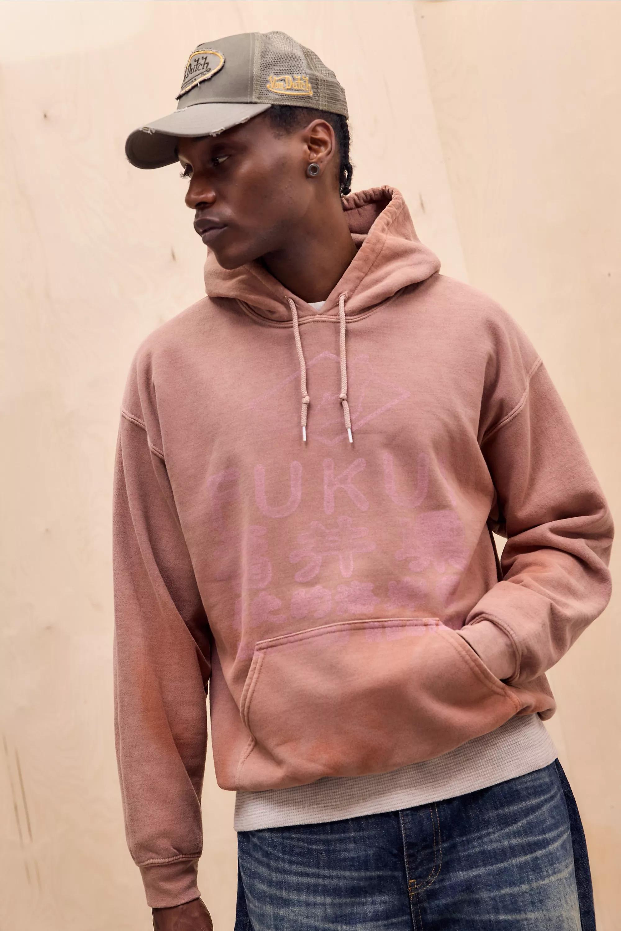 RED UO Red Fukui Sun-Bleached Hoodie, RED, large image number 0