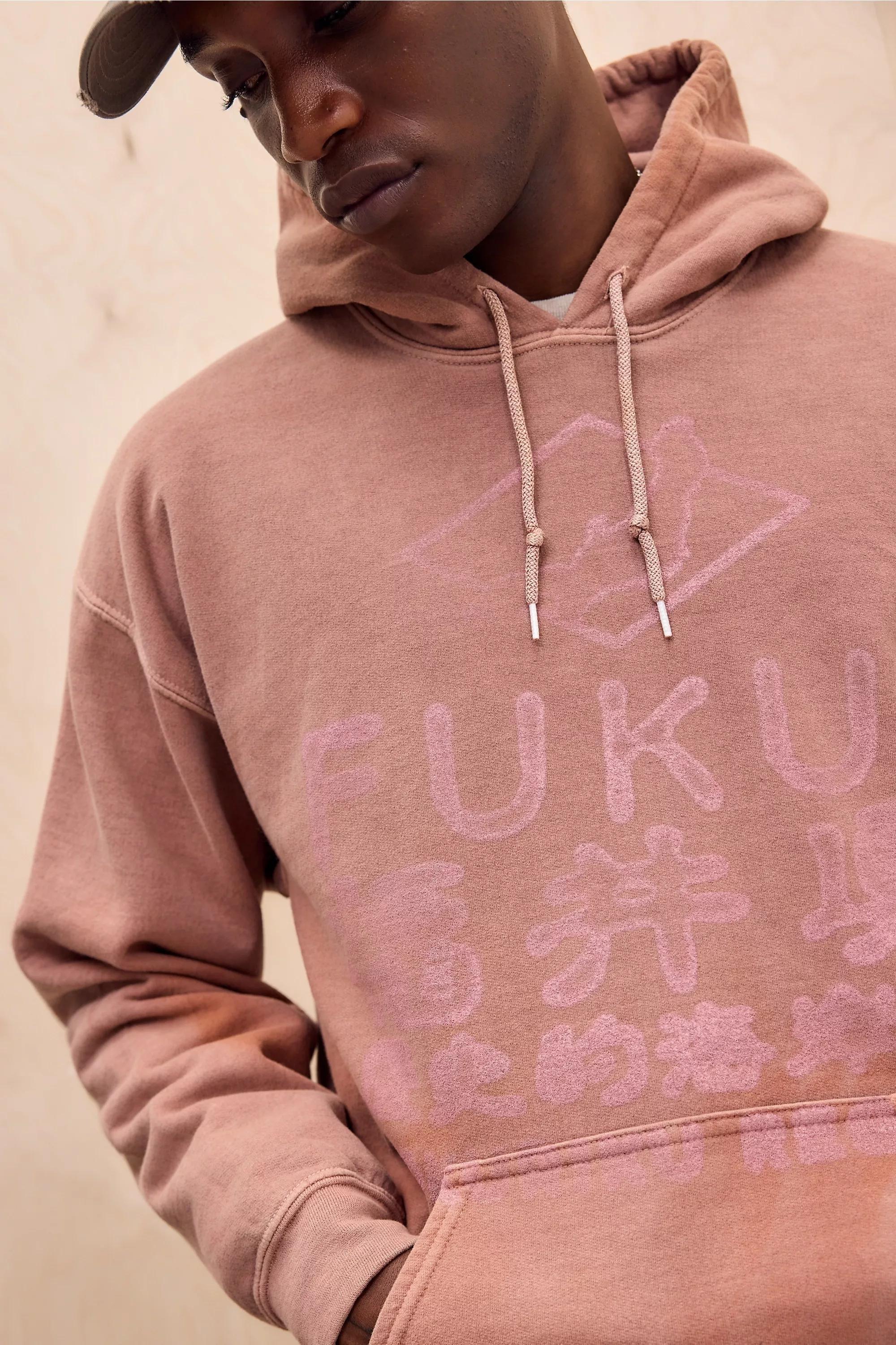 RED UO Red Fukui Sun-Bleached Hoodie, RED, large image number 2