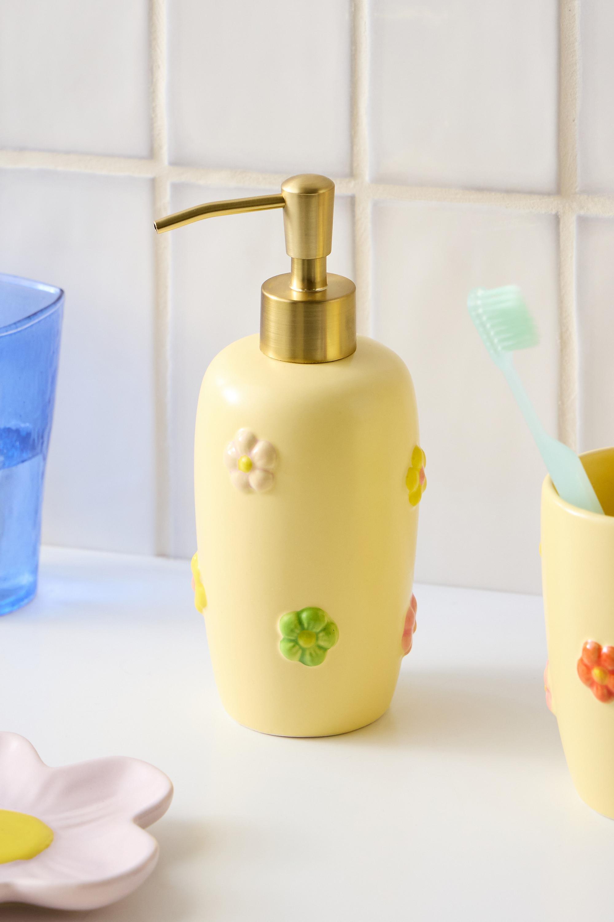 YELLOW Yellow Daisy Soap Dispenser, YEL, large image number 0