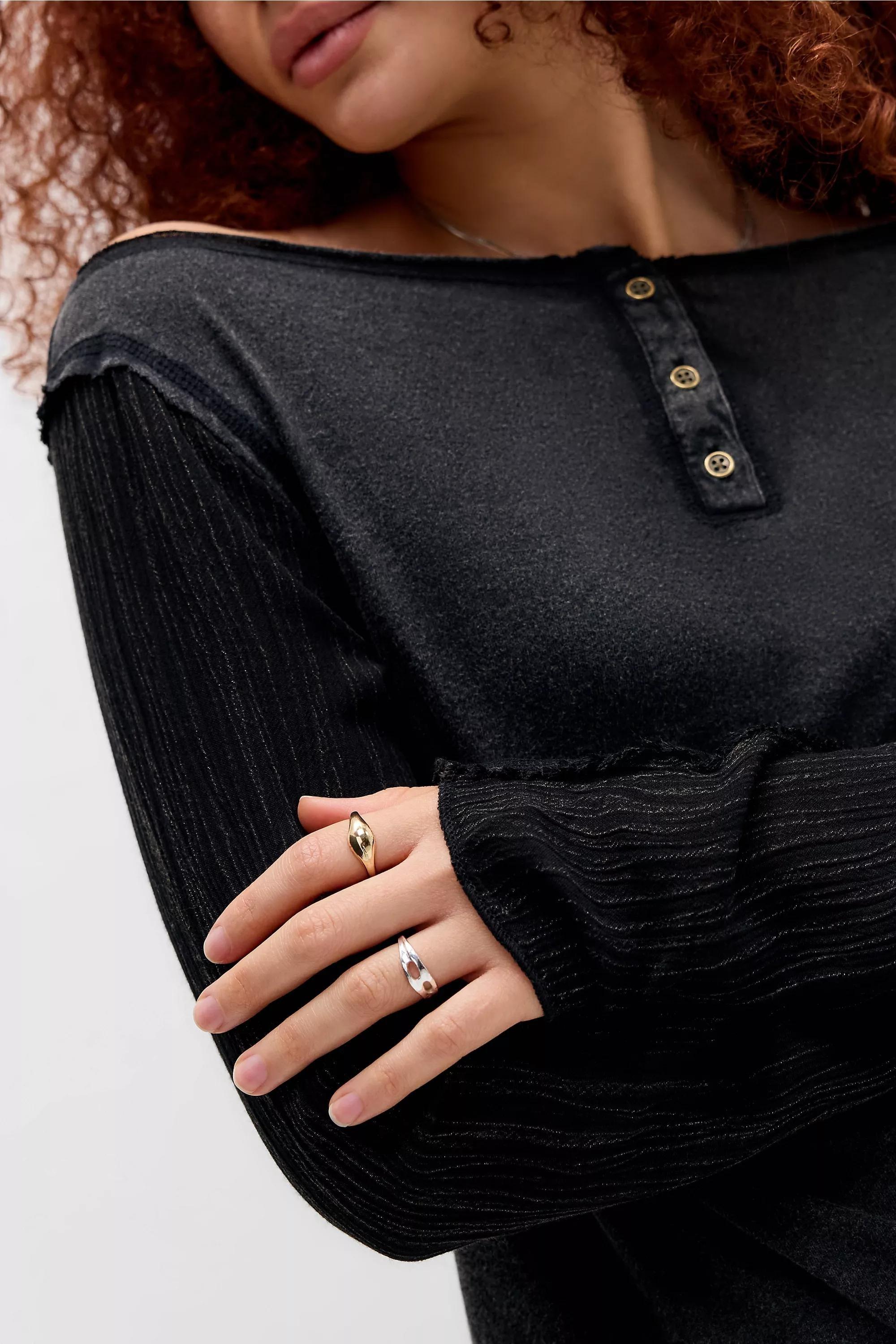 Black Bdg Blake Washed Henley T-Shirt, BLK, large image number 1