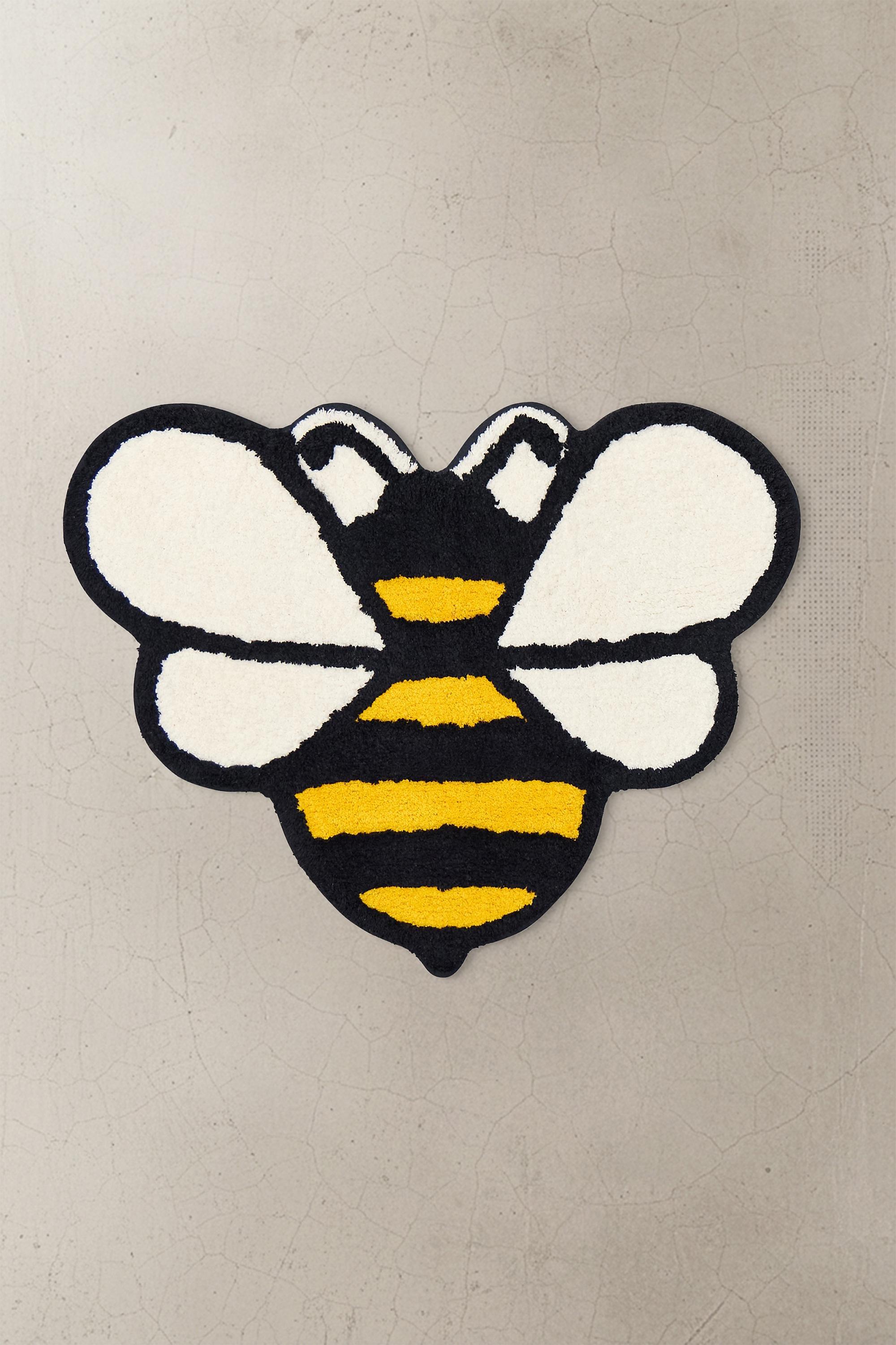 Yellow Bee Mini Bath Mat, YEL, large image number 0