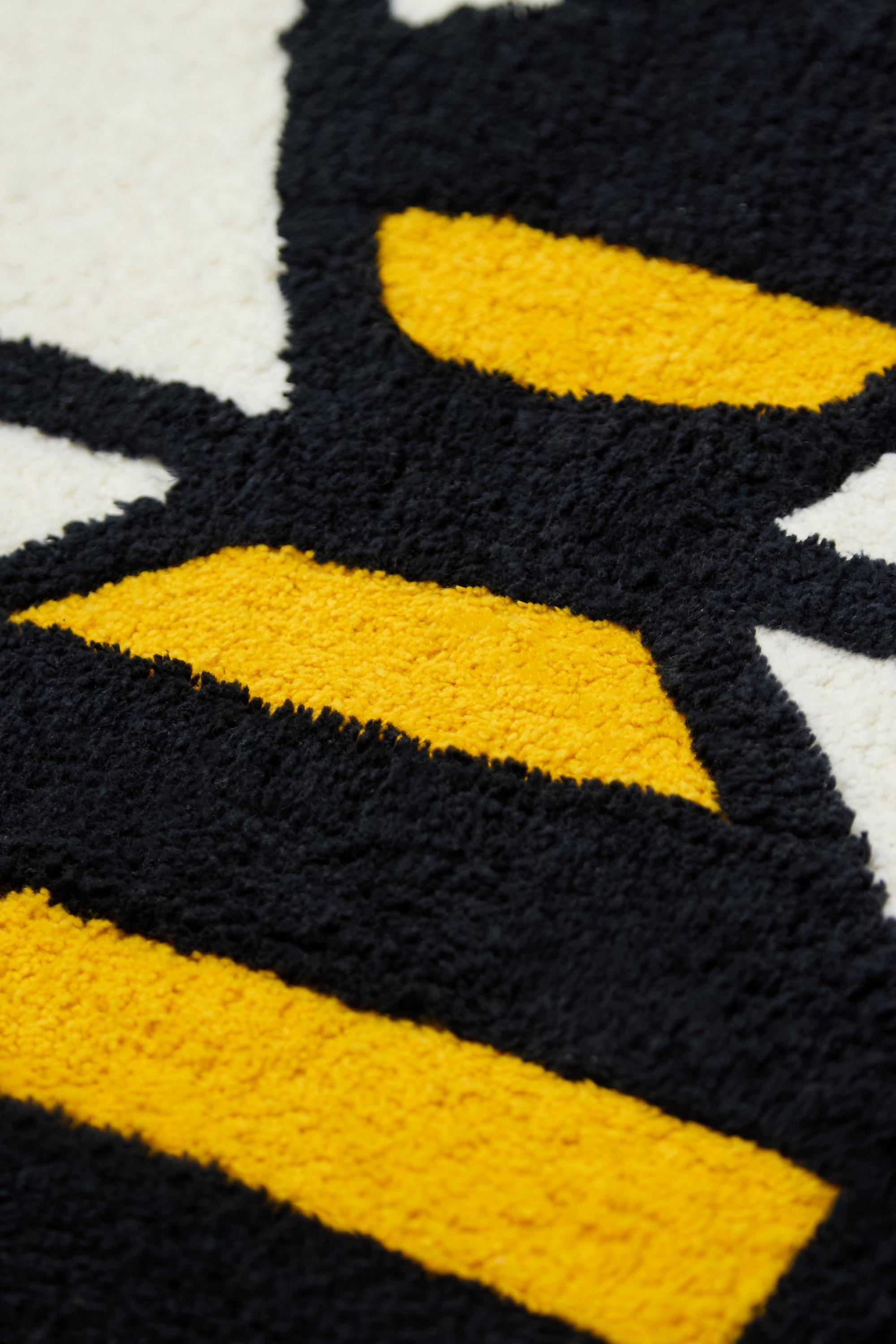 Yellow Bee Mini Bath Mat, YEL, large image number 1