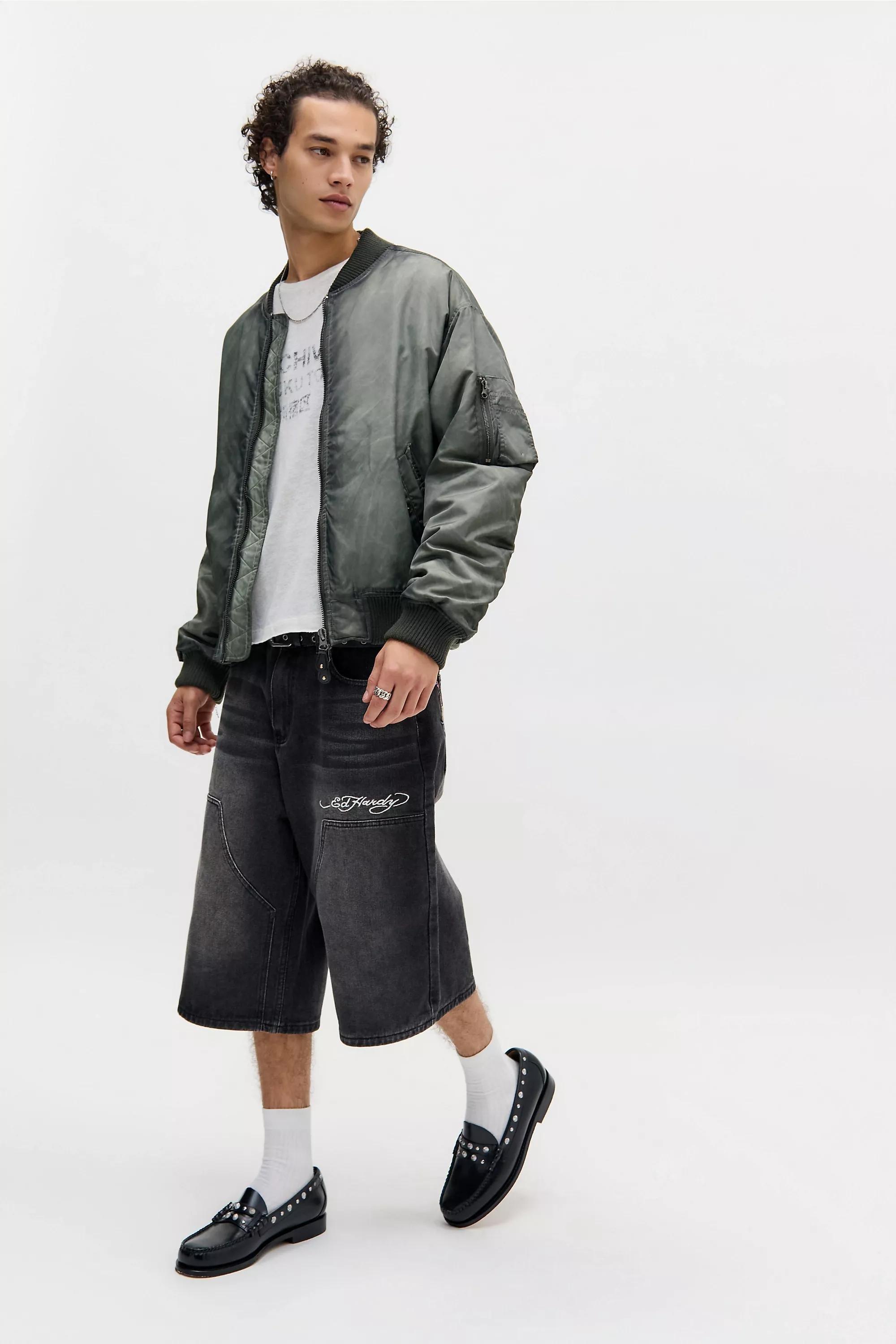 Black Ed Hardy Uo Dragon Jorts, BLK, medium