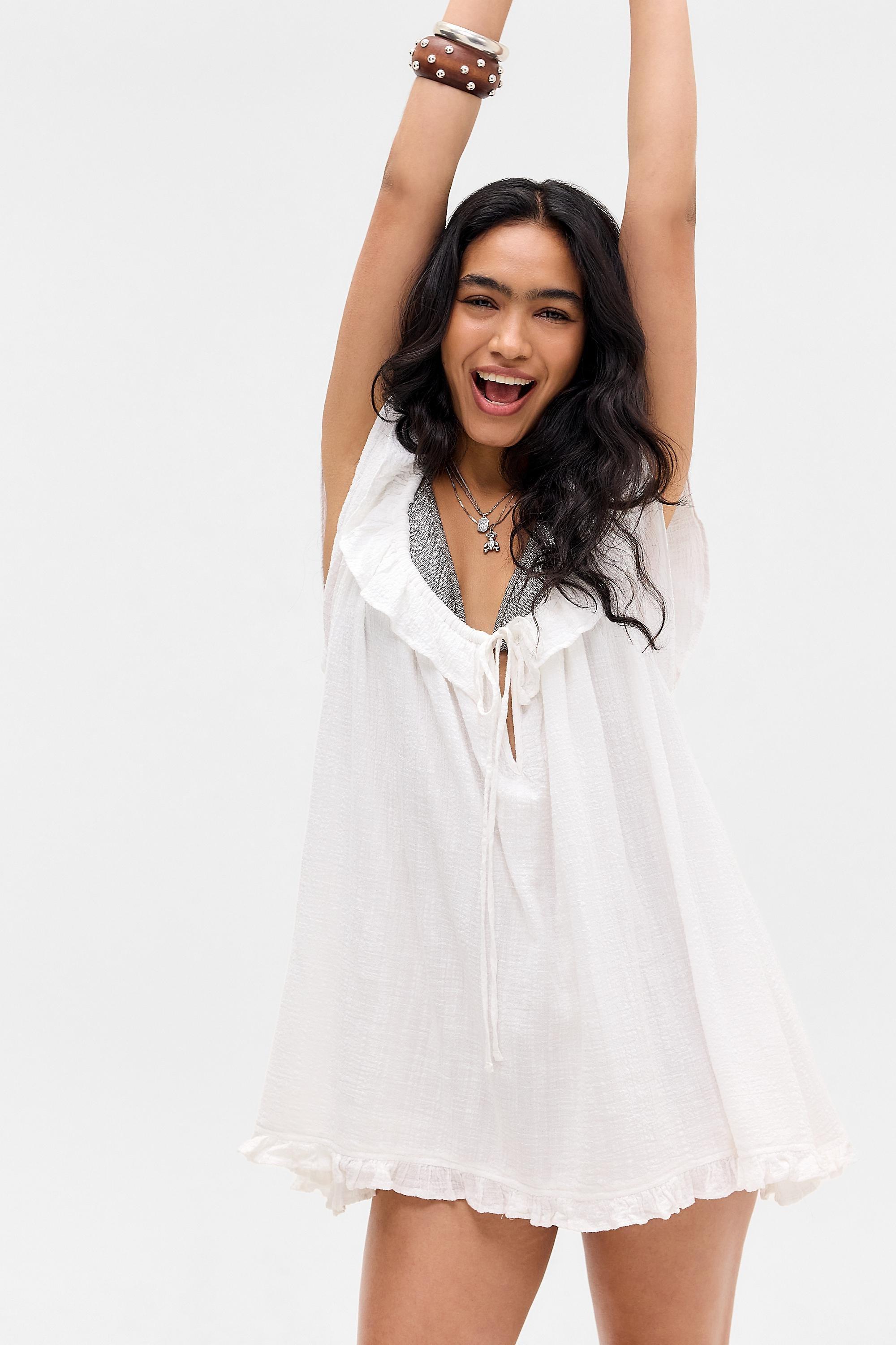 White Out From Under Golden Hour Ruffle Swing Romper, IVRY, medium