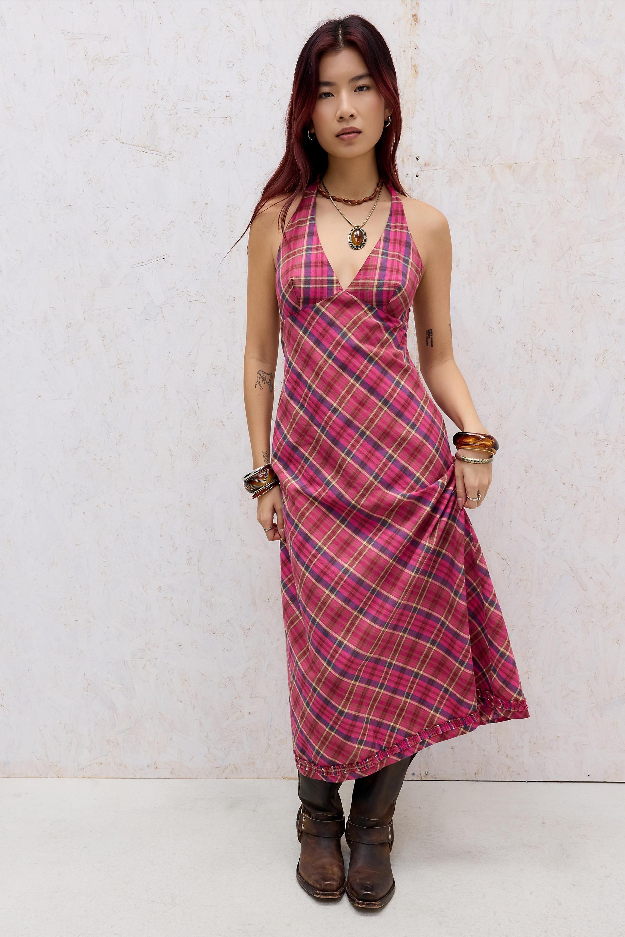Red Bdg Rita Halter Midi Dress, RED, large image number 0