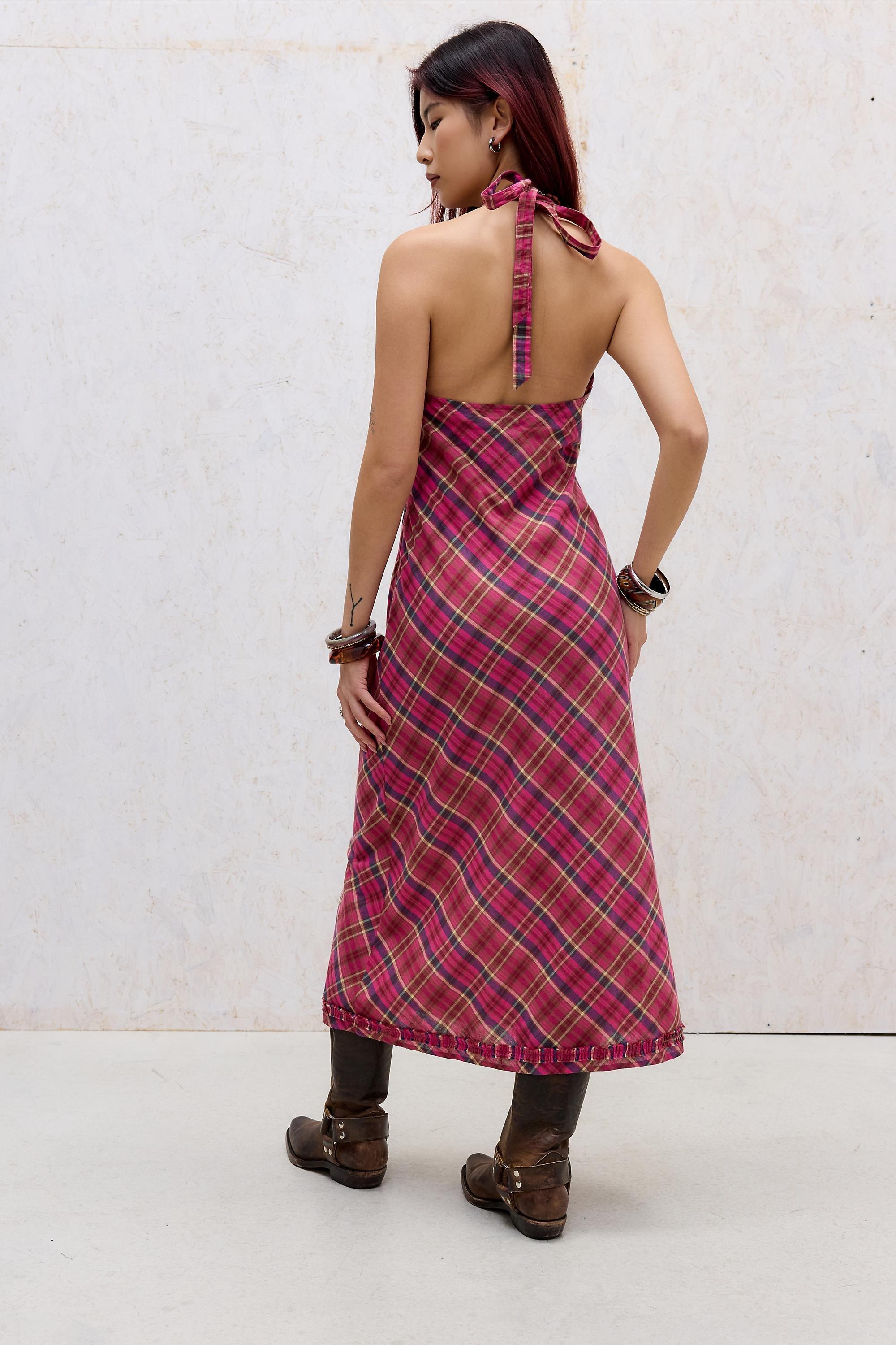 Red Bdg Rita Halter Midi Dress, RED, large image number 3