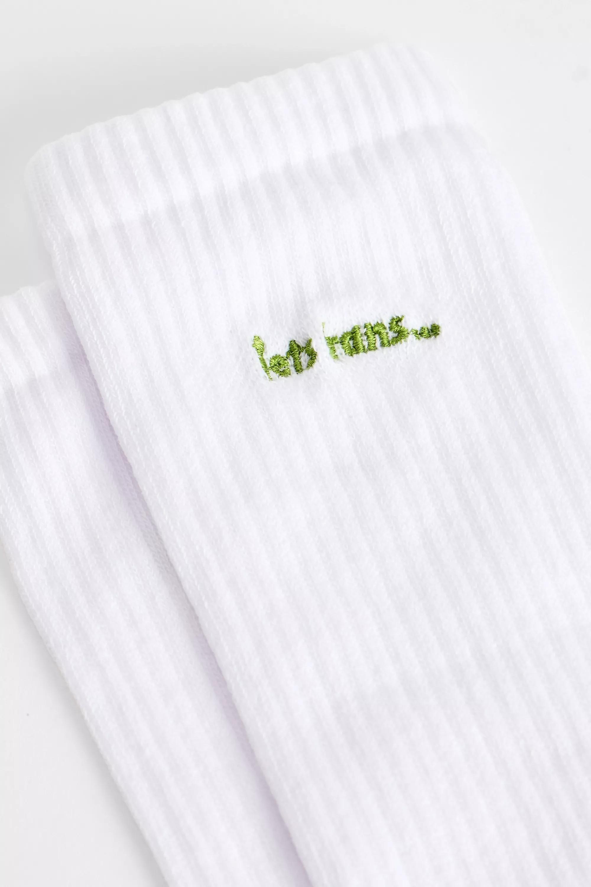 White iets frans... Embroidered Socks, WHT, large image number 1